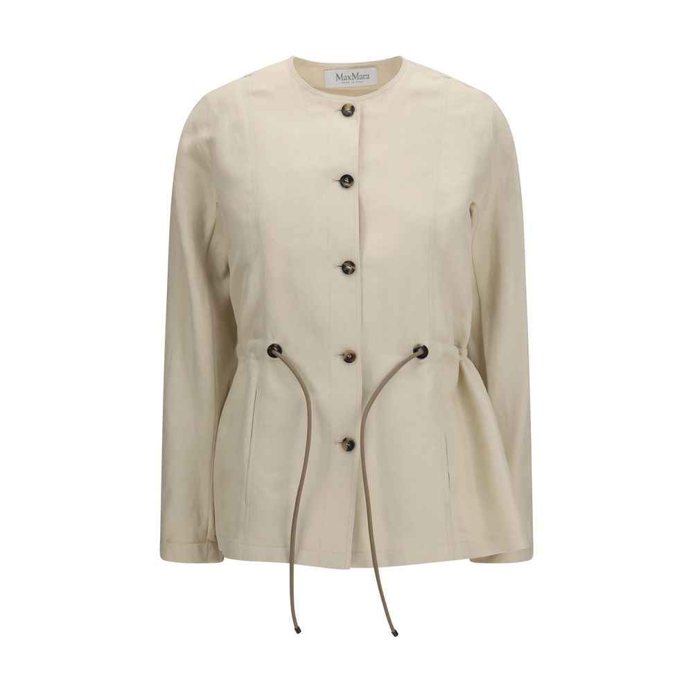 Max Mara Beige Linen Full-Length Jacket