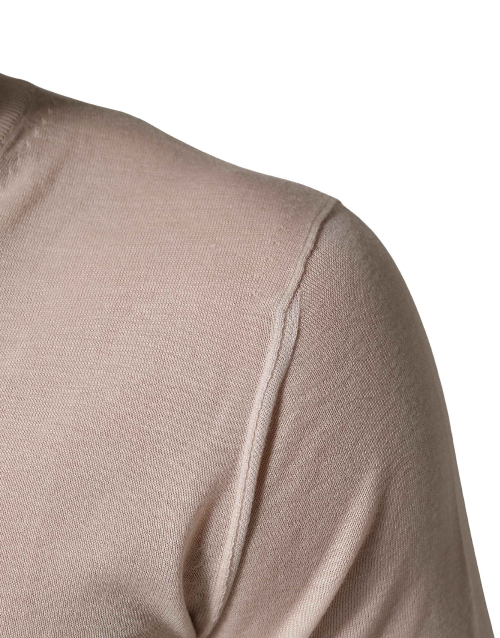 Dolce & Gabbana Beige Cashmere V-neck Men Pullover Sweater