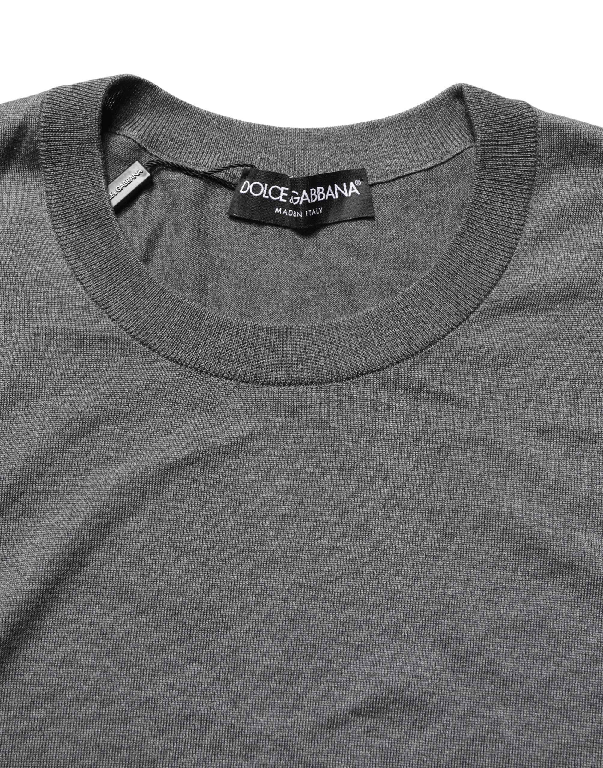 Dolce & Gabbana Gray Long Sleeves Crew Neck Pullover Sweater