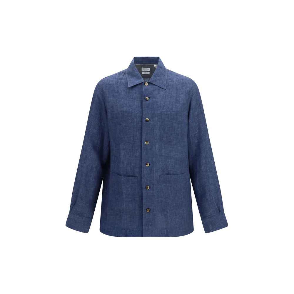 Brunello Cucinelli Blue Linen Blouse