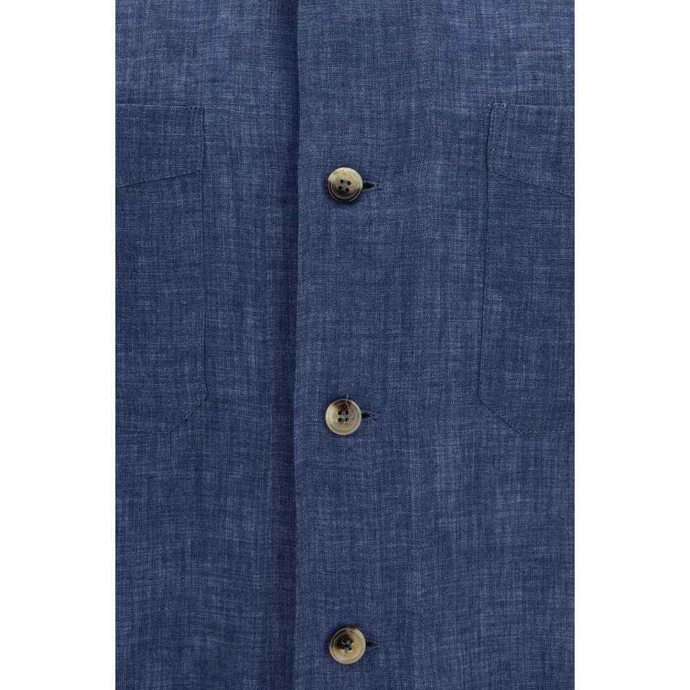 Brunello Cucinelli Blue Linen Blouse