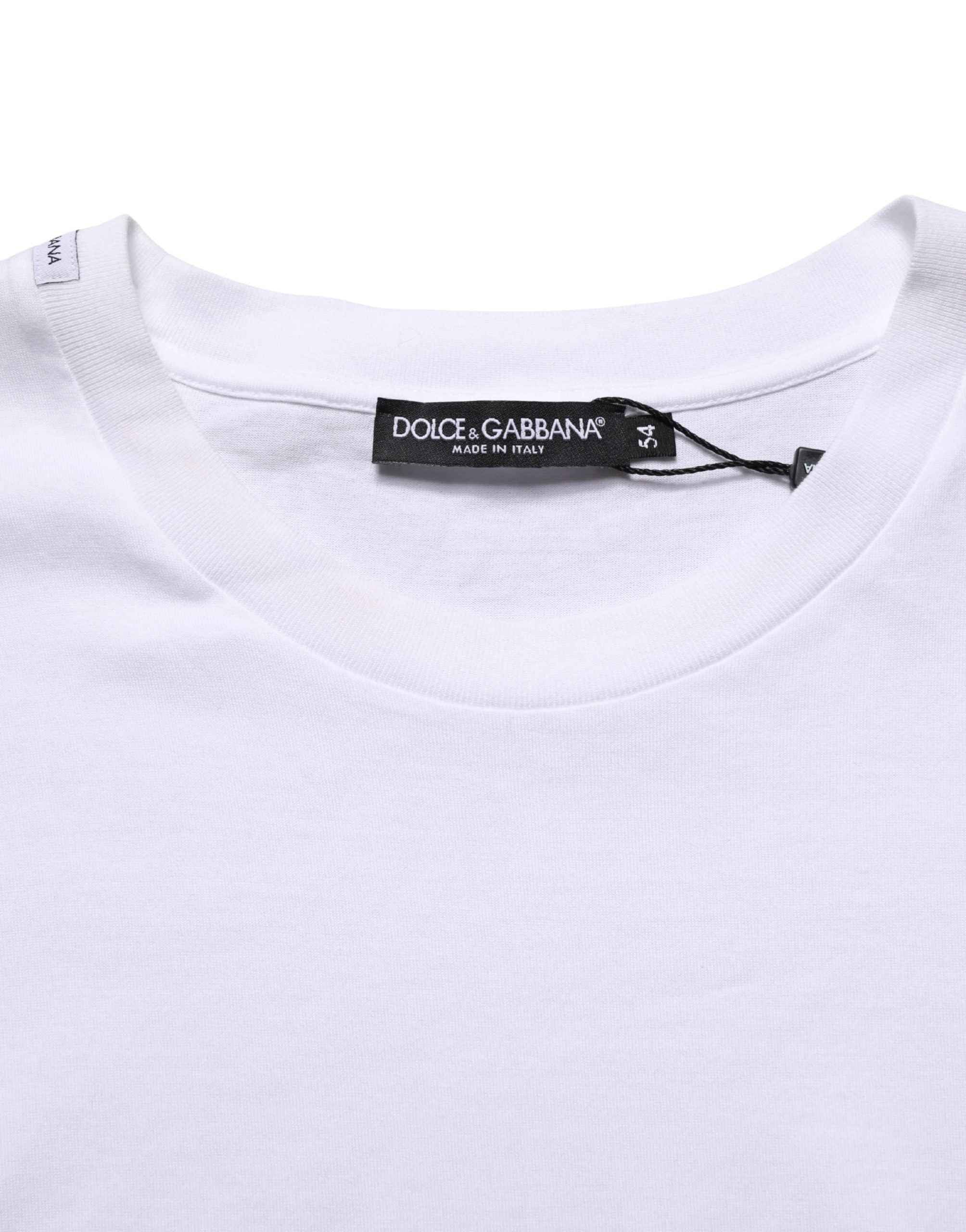 Dolce & Gabbana White Oversized Cotton Men Crew Neck T-shirt