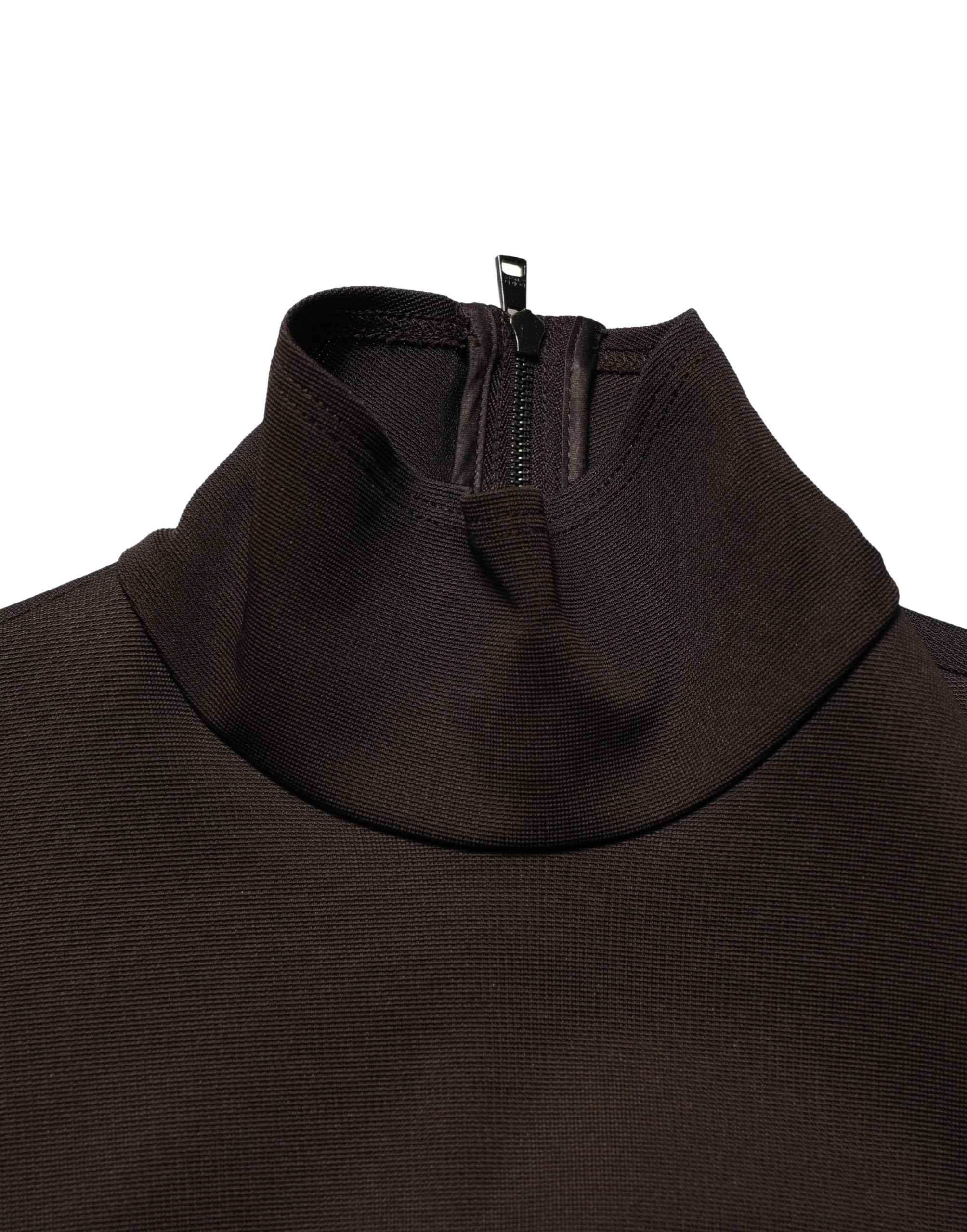 Dolce & Gabbana Brown Turtleneck Jersey Long Maxi Dress