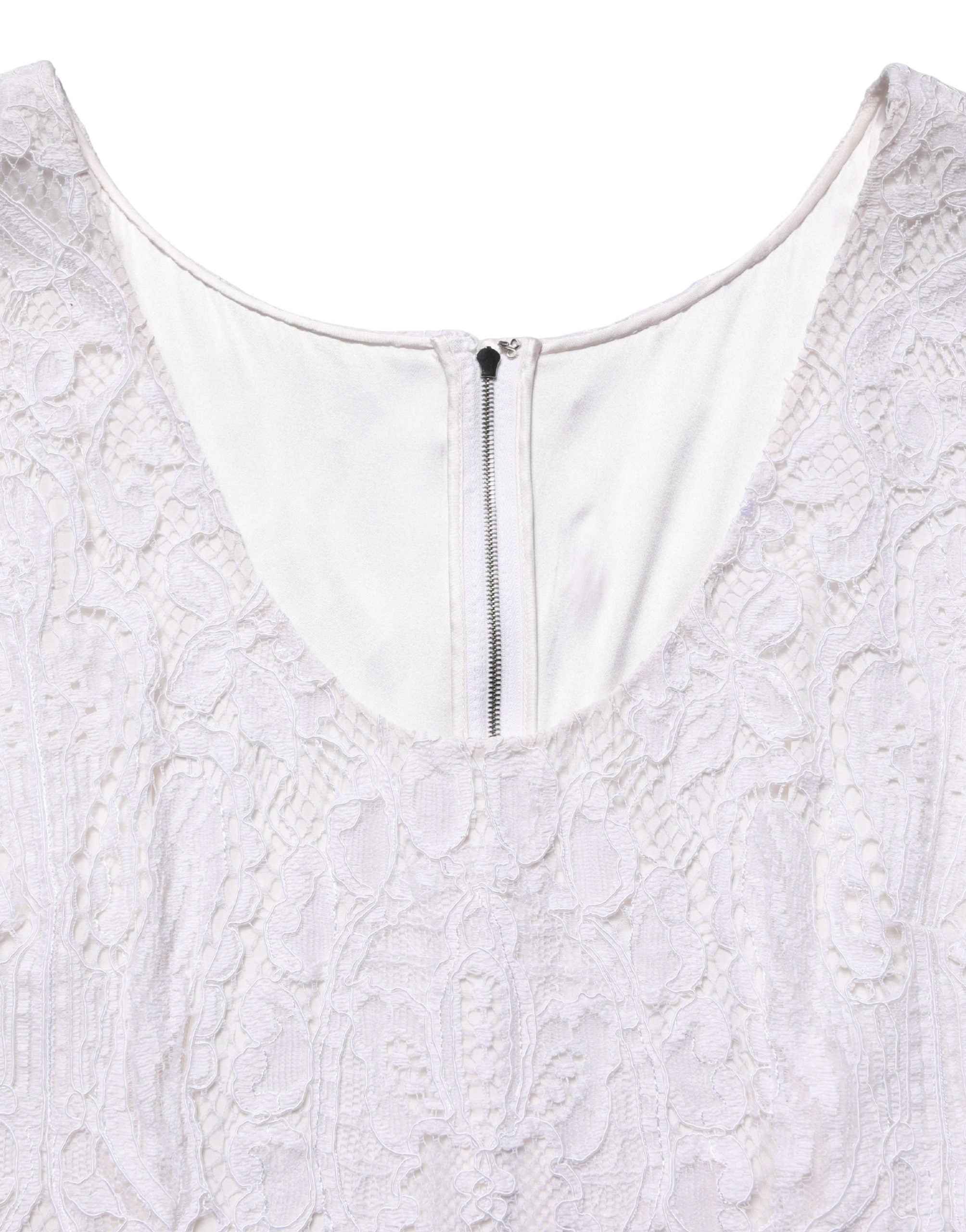 Dolce & Gabbana White Floral Lace Sleeveless Midi Dress