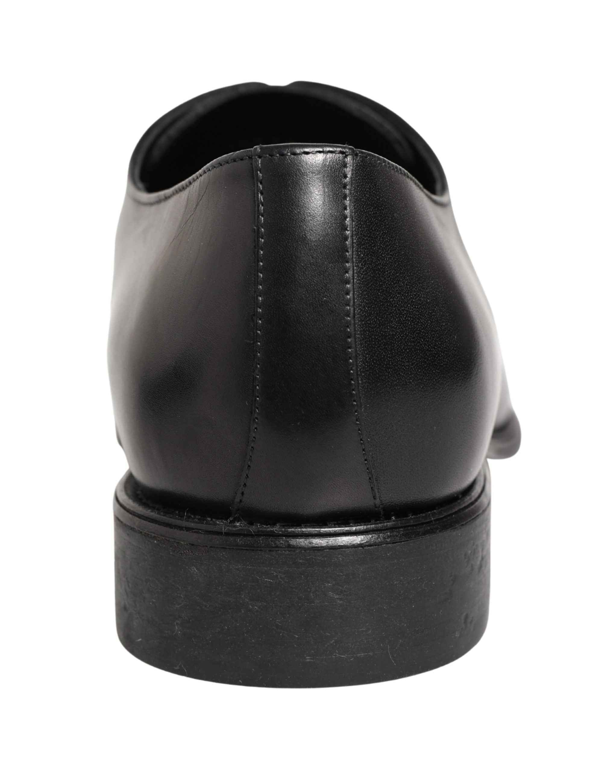 Dolce & Gabbana Black Calfskin Leather Derby Men Dress Shoes