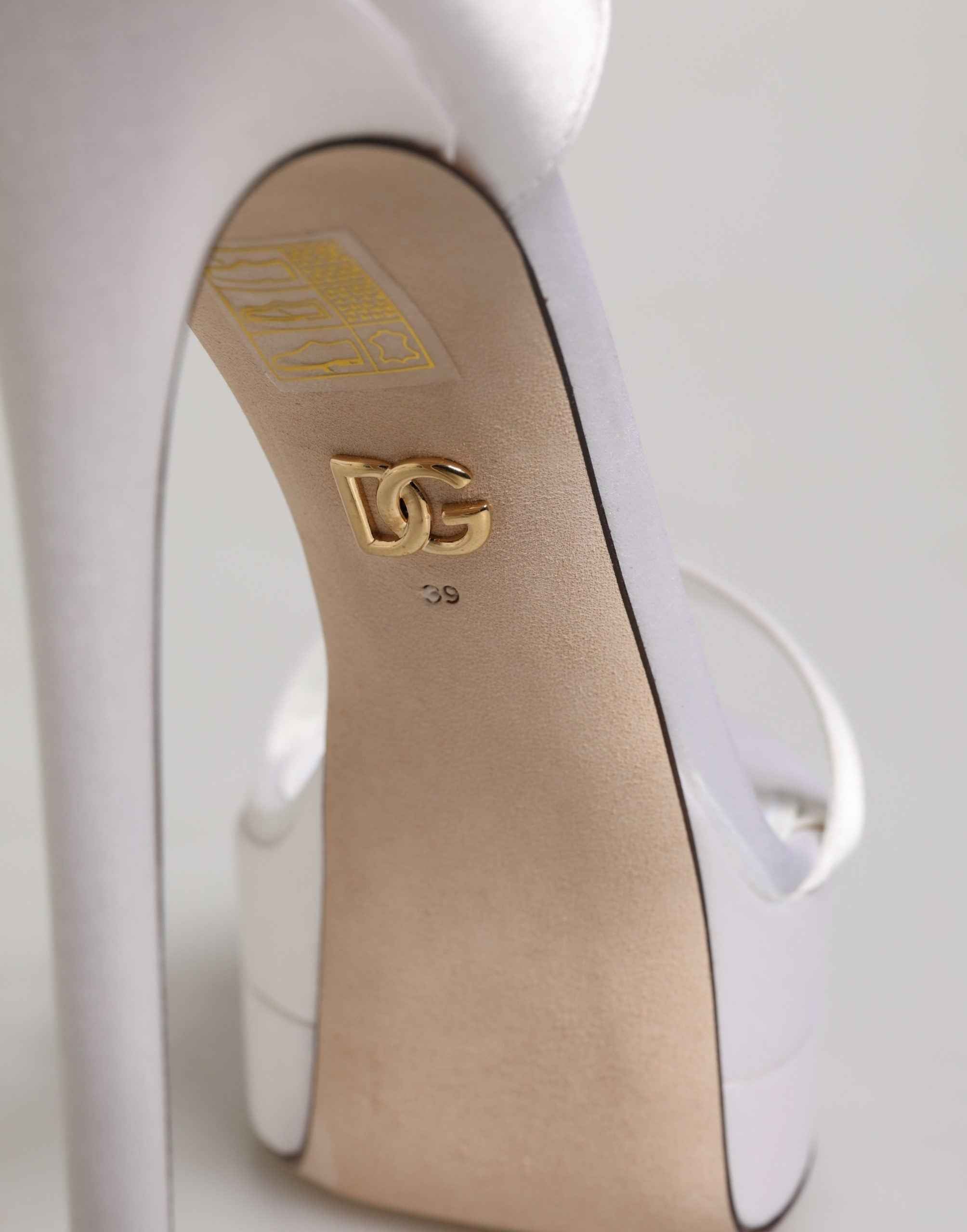 Dolce & Gabbana White Platform Ankle Strap Sandals Shoes