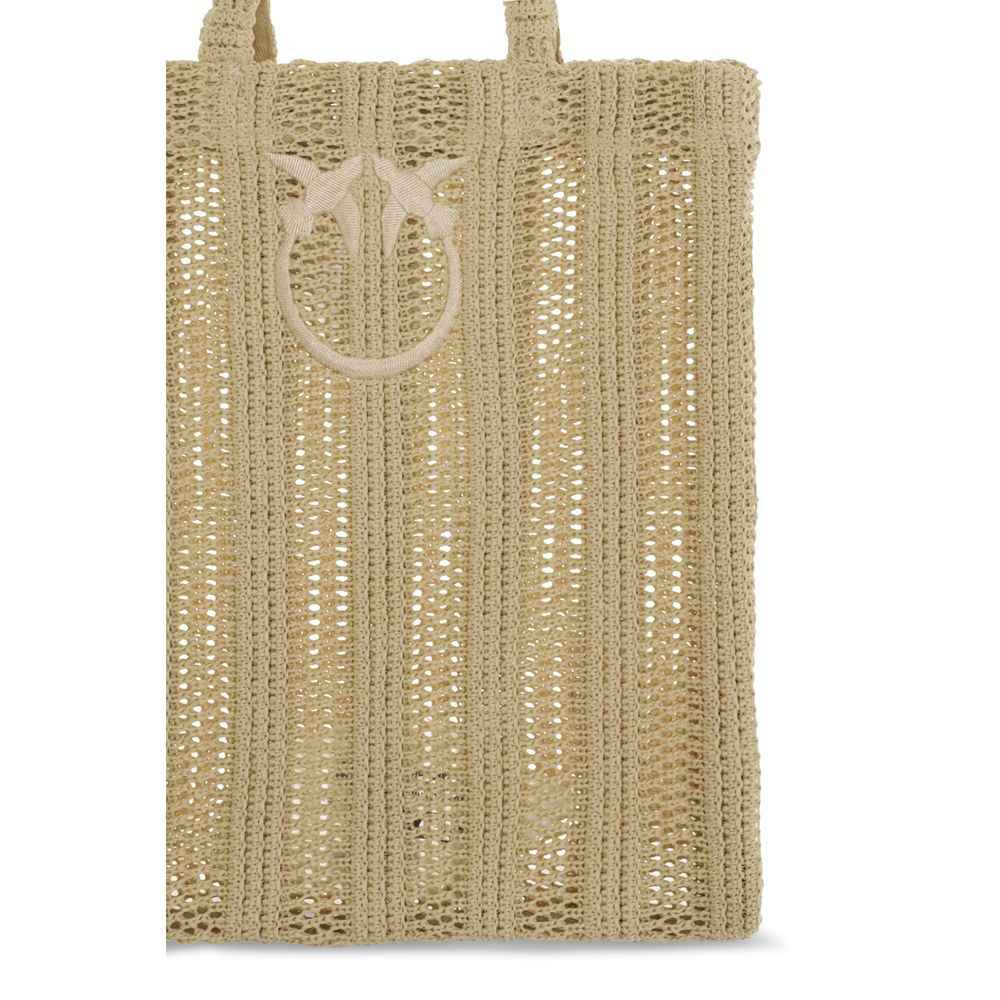 PINKO Beige Raffia Shoulder Bag
