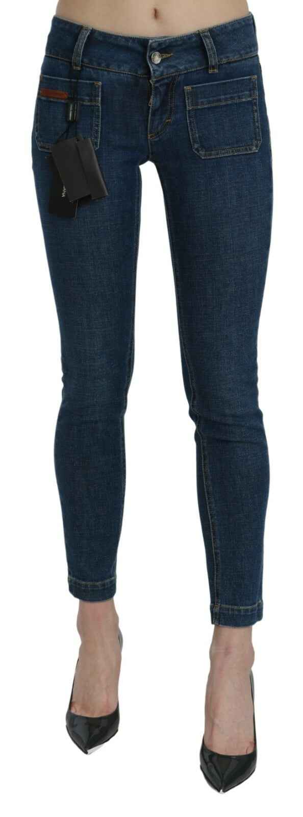 Dolce & Gabbana Blue Slim Fit Cropped Mid Waist Denim Jeans