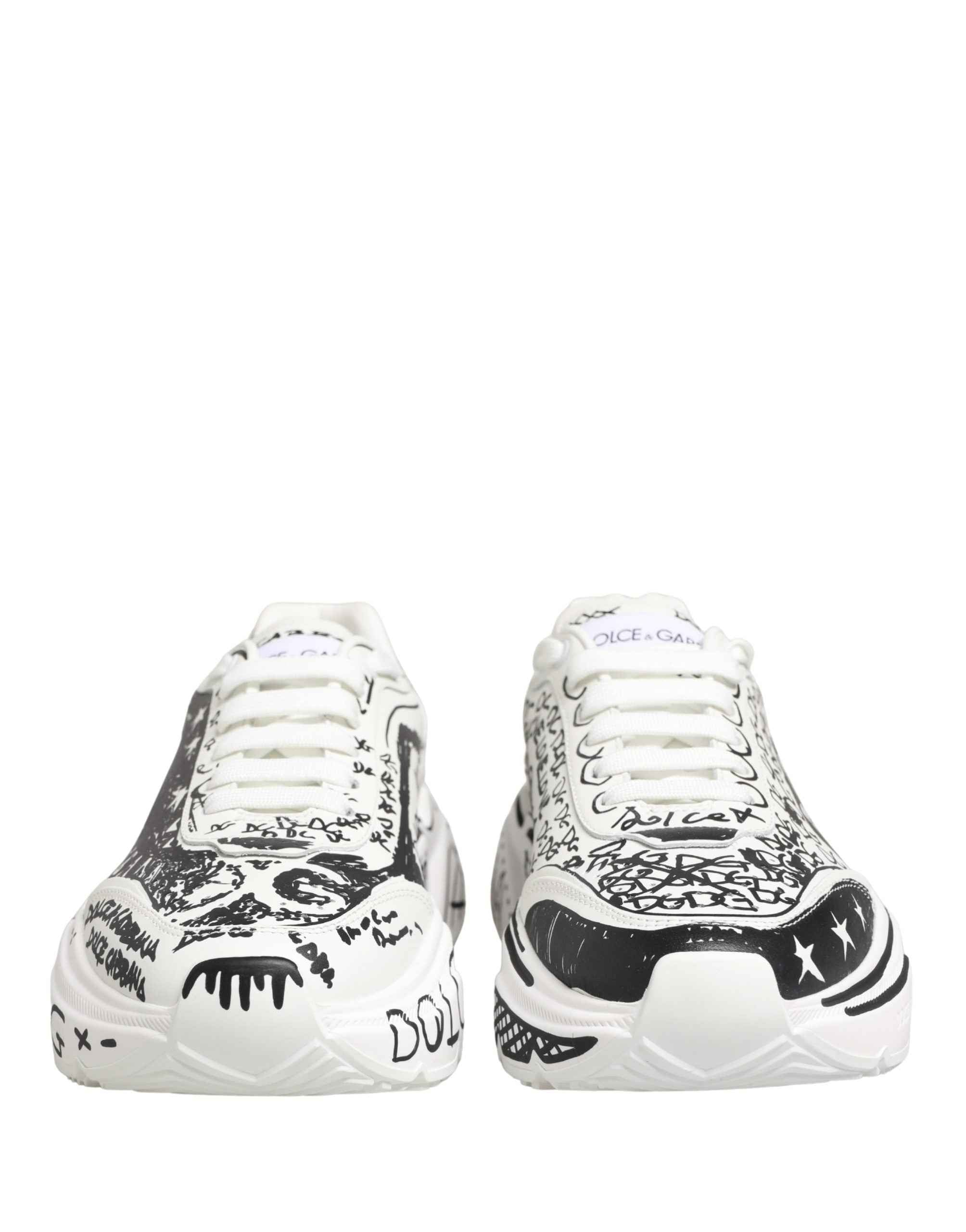 Dolce & Gabbana White Daymaster Graffiti Low Top Sneakers Shoes