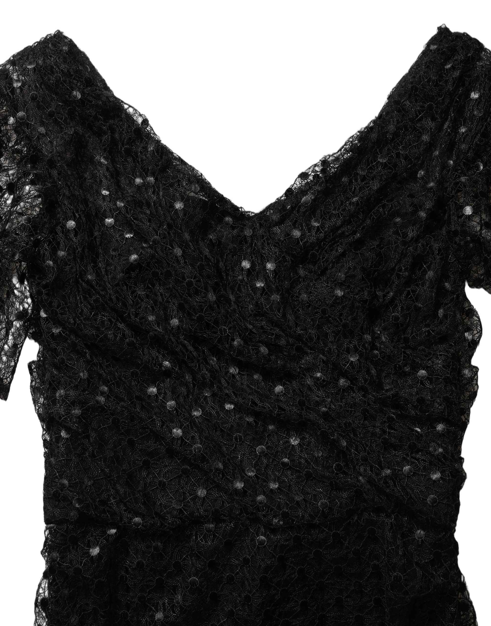 Dolce & Gabbana Black Sequinned Mermaid Evening Gown Dress