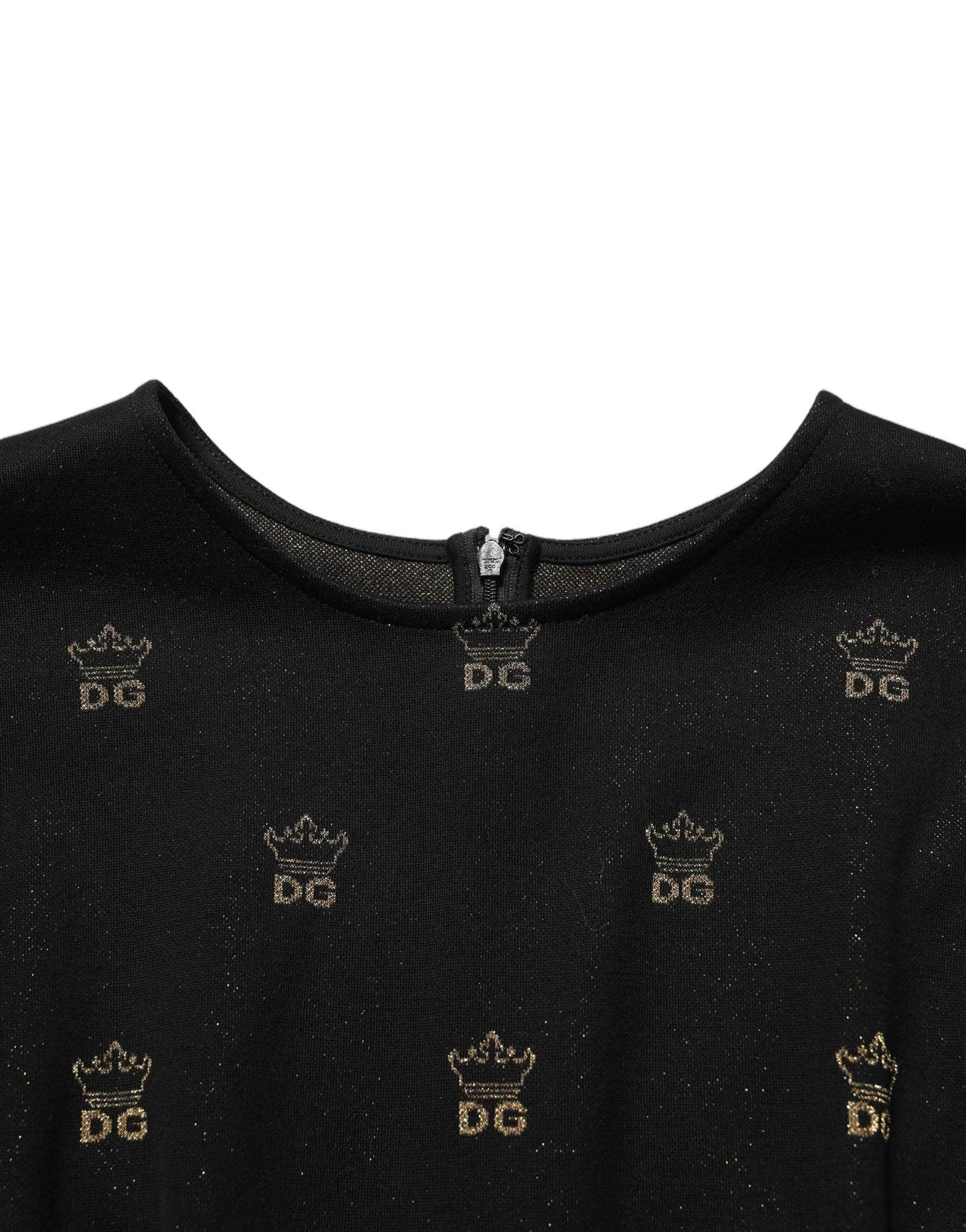 Dolce & Gabbana Black DG Crown Short-Sleeve Sheath Dress