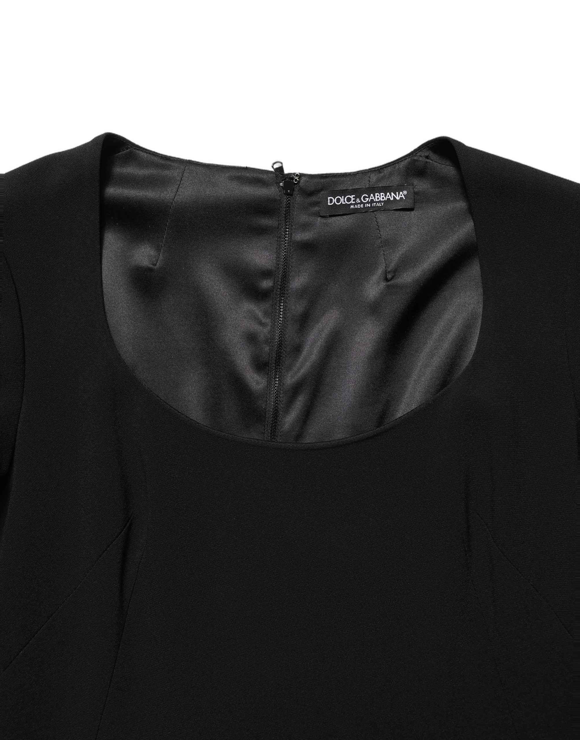 Roberto Cavalli Black Long Sleeves Scoop Neck Mini Dress