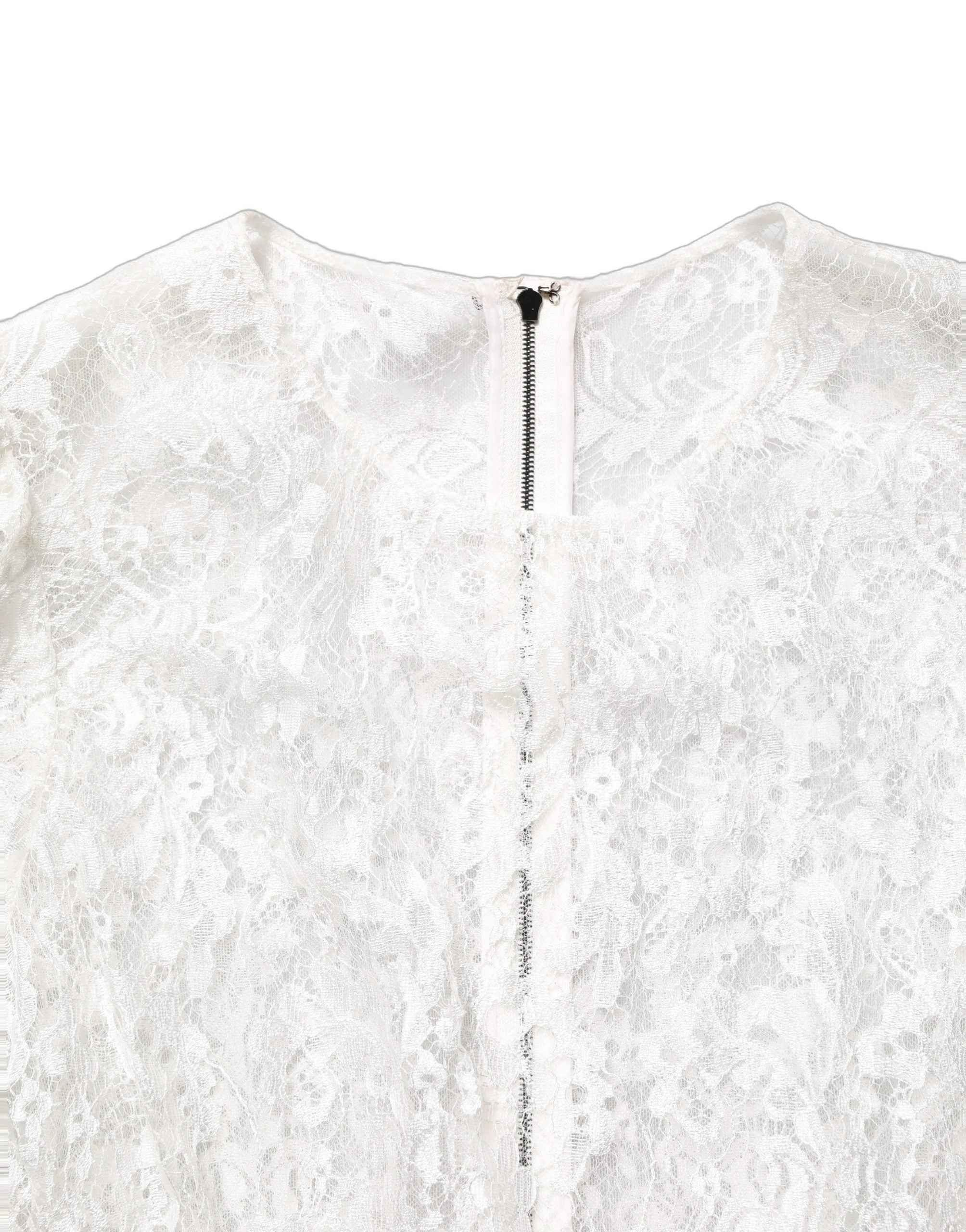Dolce & Gabbana White Lace Top Embellished Black Skirt Dress