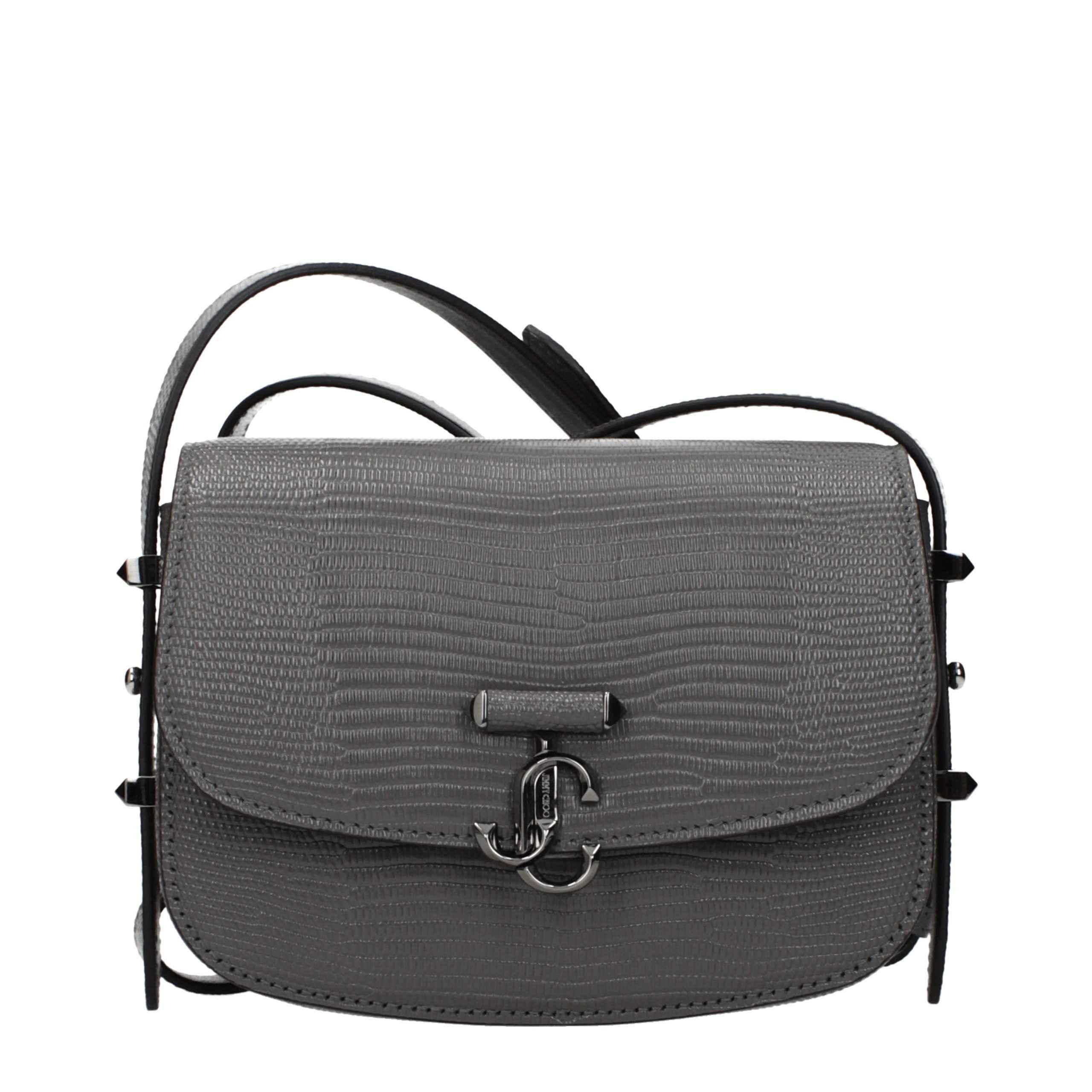 Jimmy Choo Gray Leather Shoulder Bag