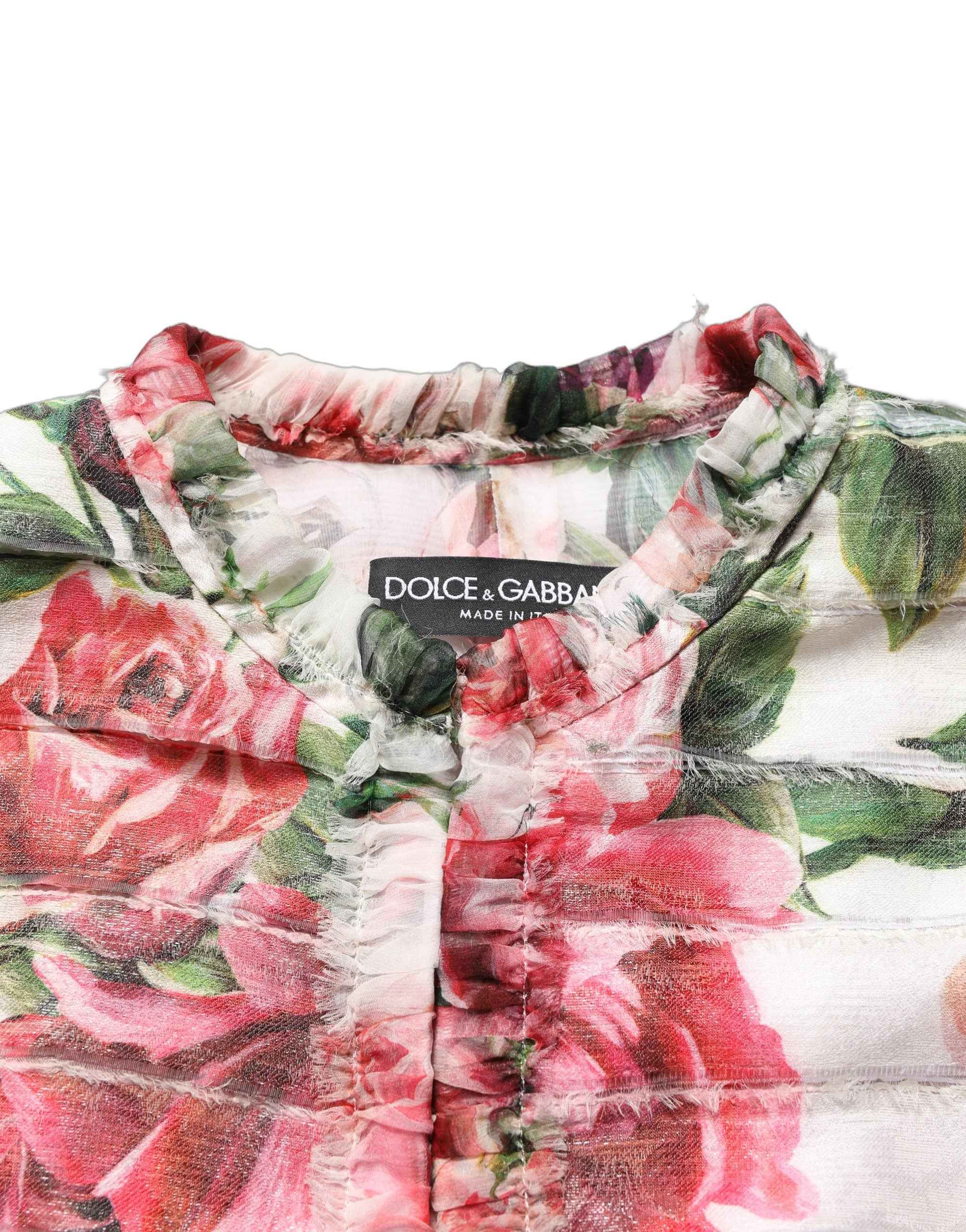 Dolce & Gabbana Multicolor Peony Print Polyester Coat Jacket