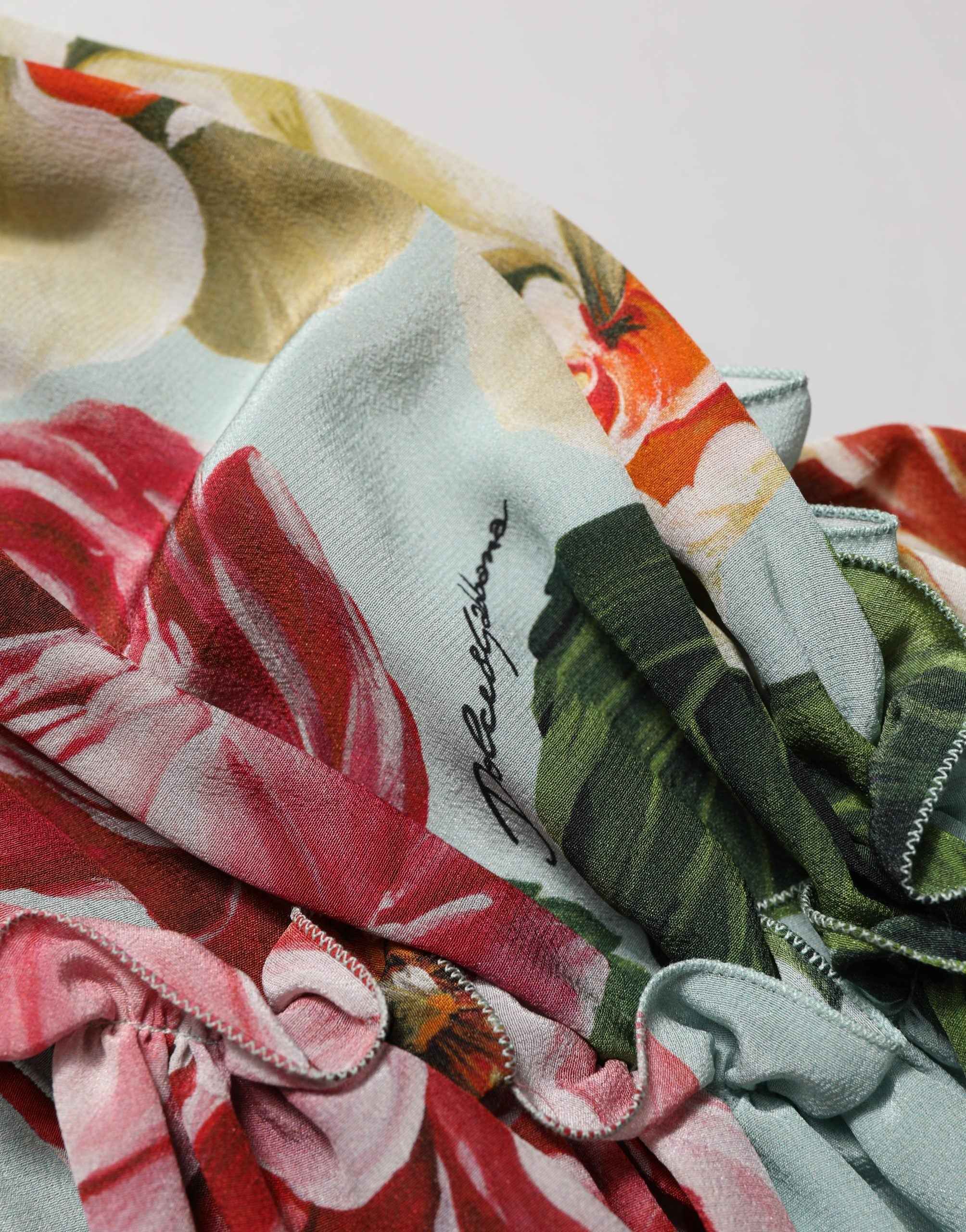 Dolce & Gabbana Multicolor Floral Silk Cropped Shirt Top