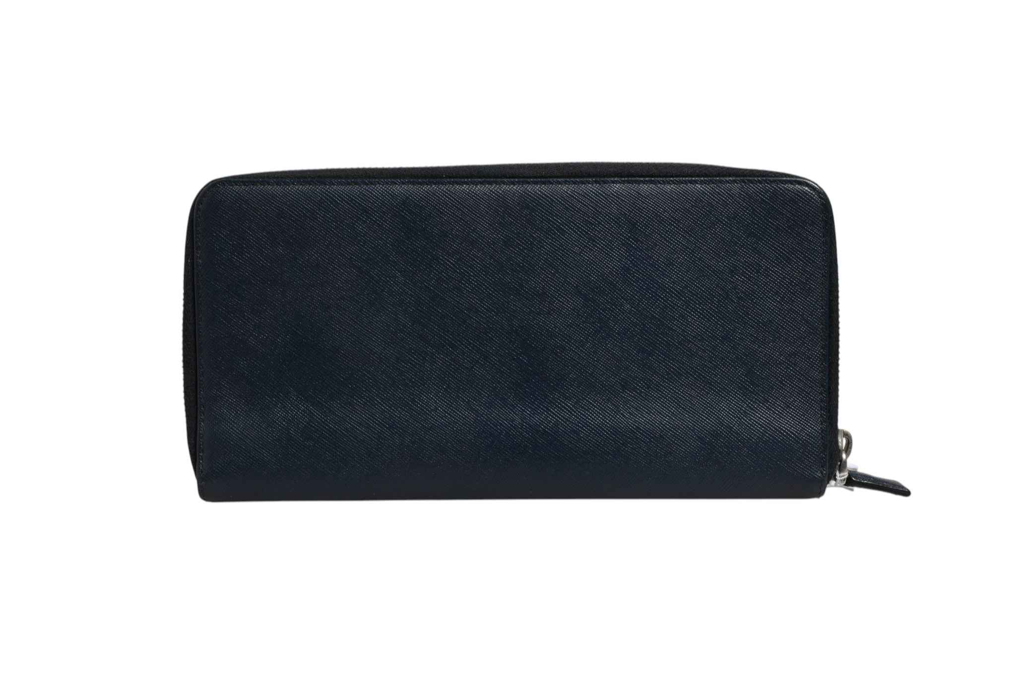 Prada Navy Oliver Embossed Leather Zip-Around Wallet