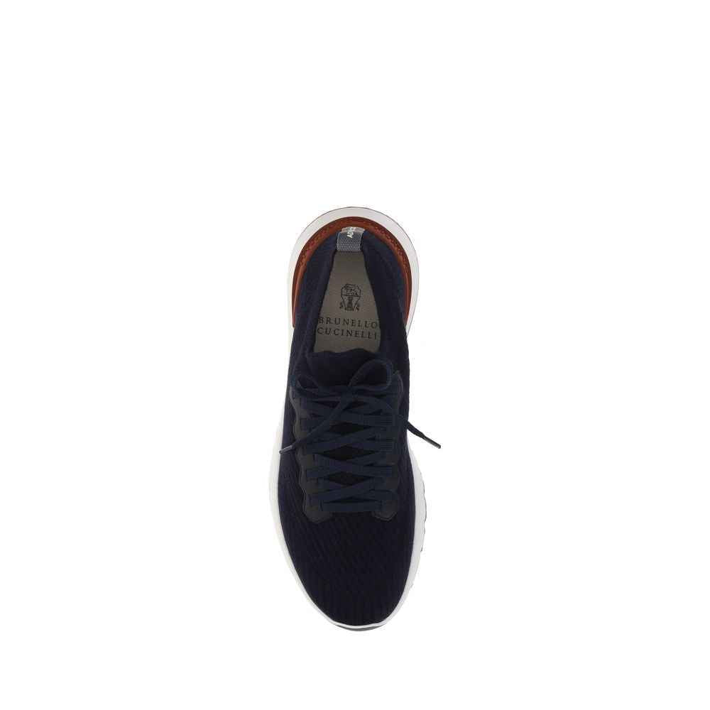 Brunello Cucinelli Blue Cotton Low Top Sneakers