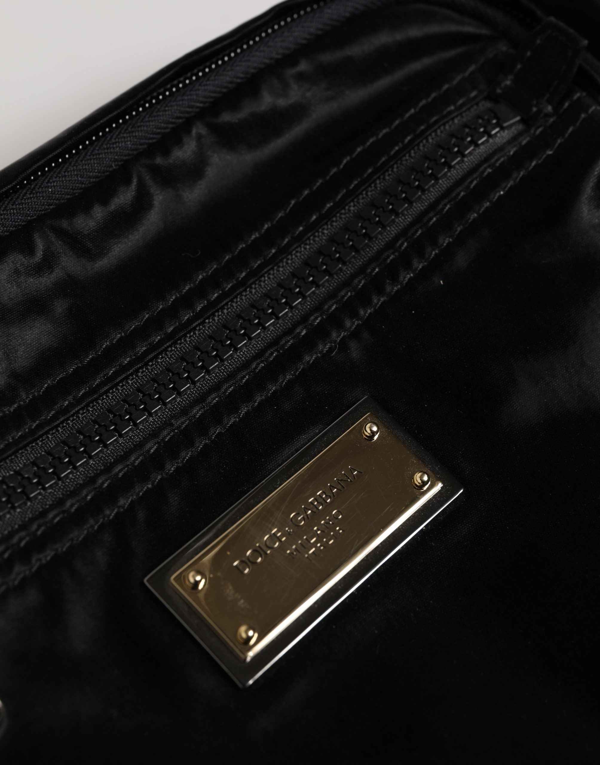 Dolce & Gabbana Black Nylon Brass Plate Bumbag Waist Fanny Pack Men Bag