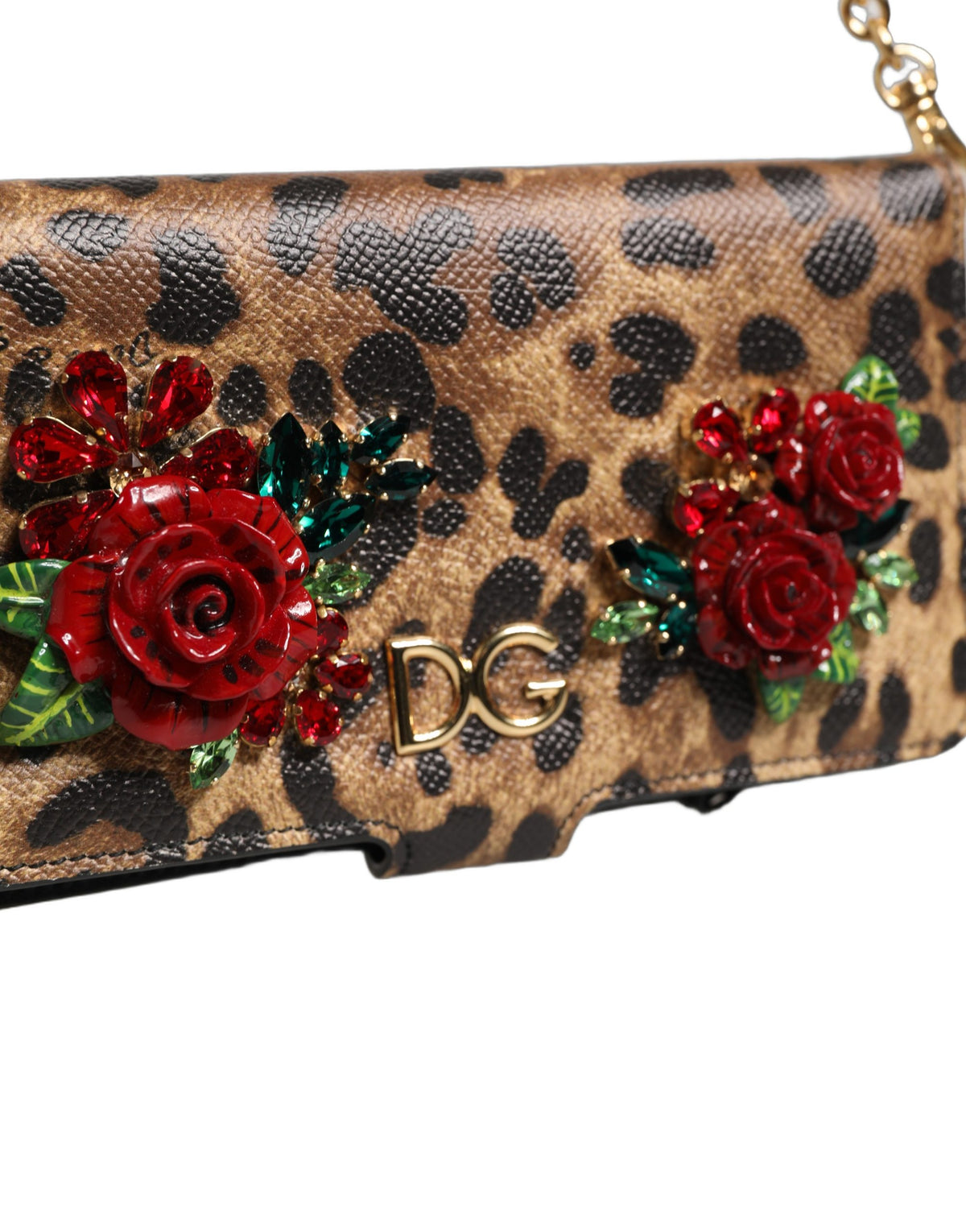 Dolce & Gabbana Flip Cover Brown Leopard Crystal iPhone X - XS Case