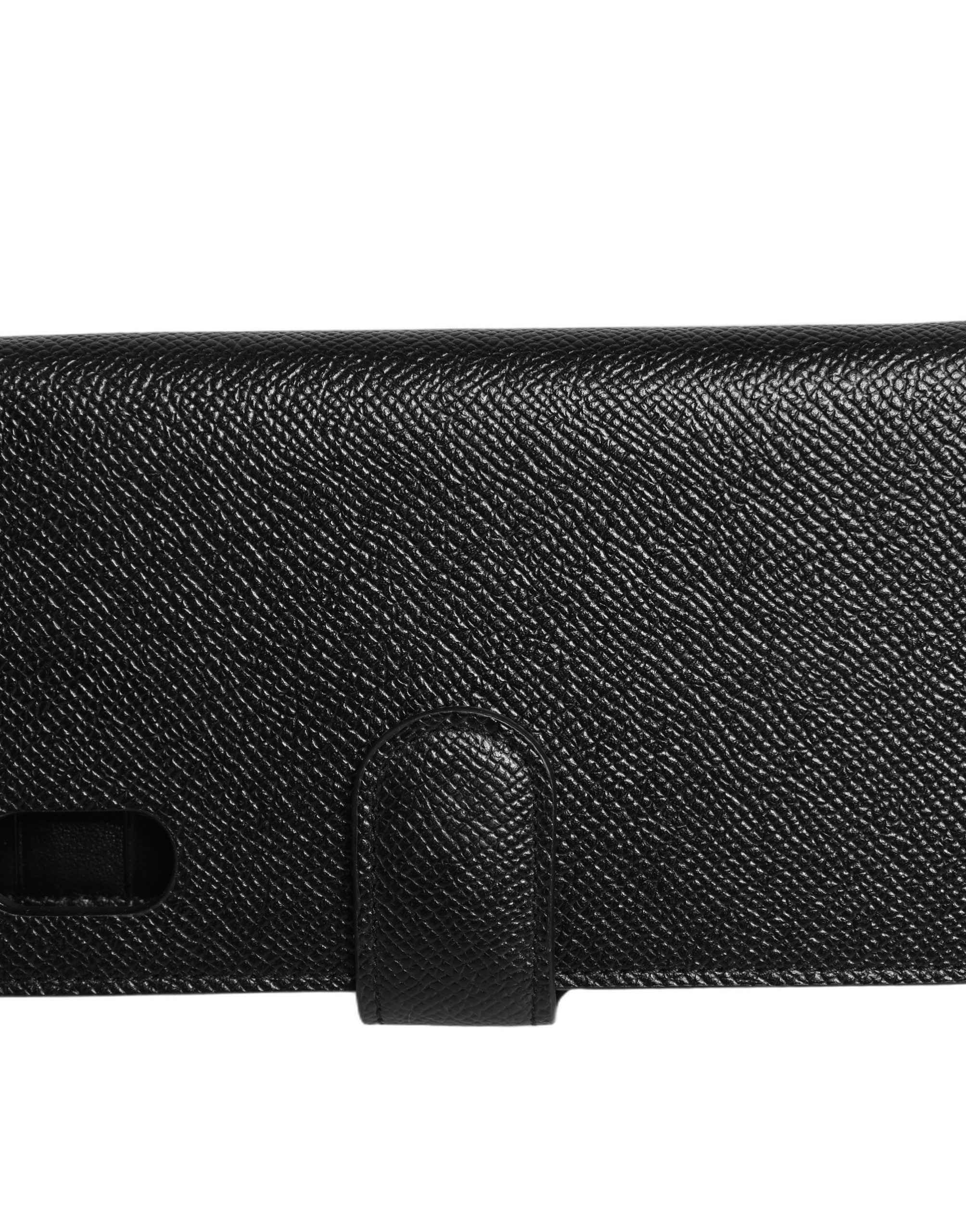 Dolce & Gabbana Case Flip Cover Black Calf Leather iPhone X - XS Phone