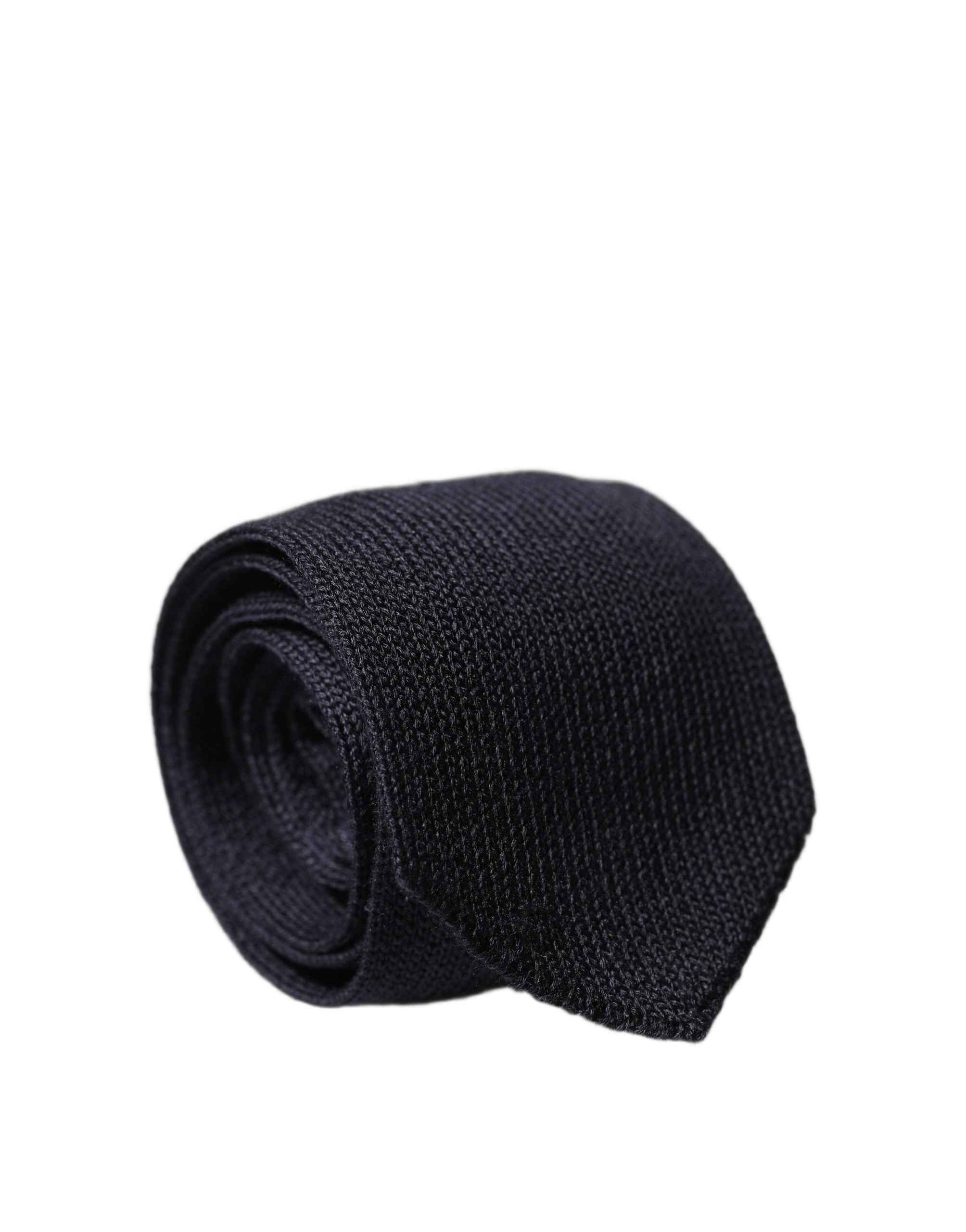 Dolce & Gabbana Dark Blue Solid 100% Silk Adjustable Men Necktie Tie