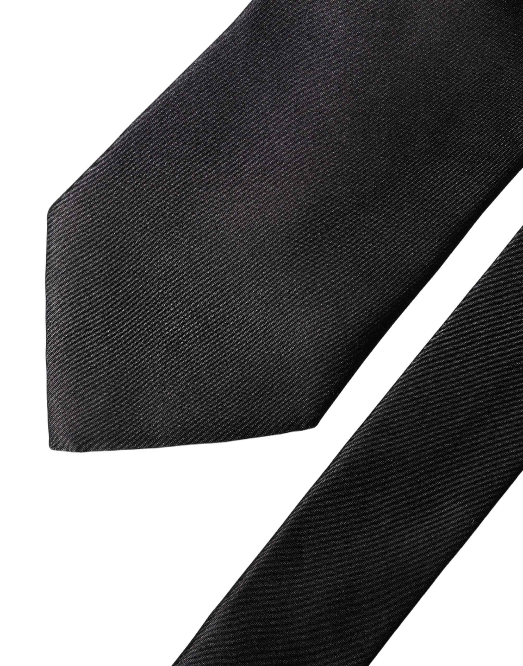Dolce & Gabbana Brown Logo Embroidery Silk Adjustable Men Necktie Tie