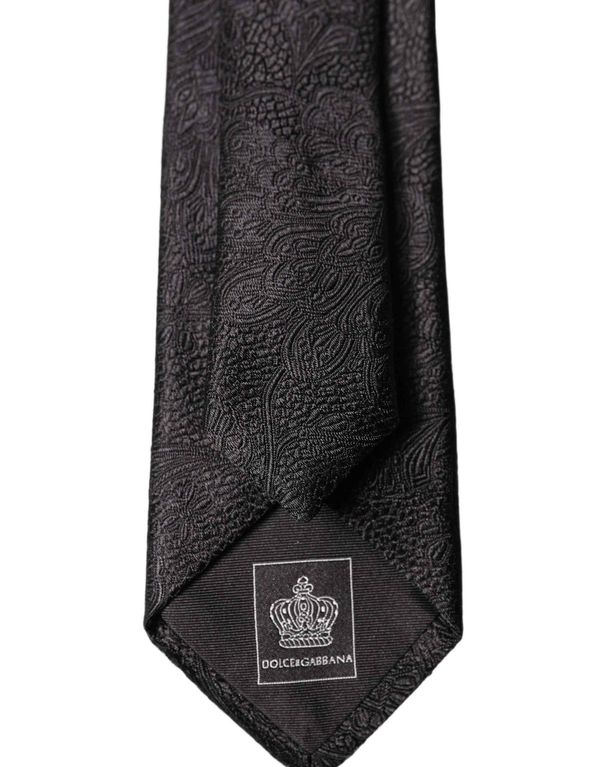 Dolce & Gabbana Black Solid 100% Silk Adjustable Men Tied Necktie Tie