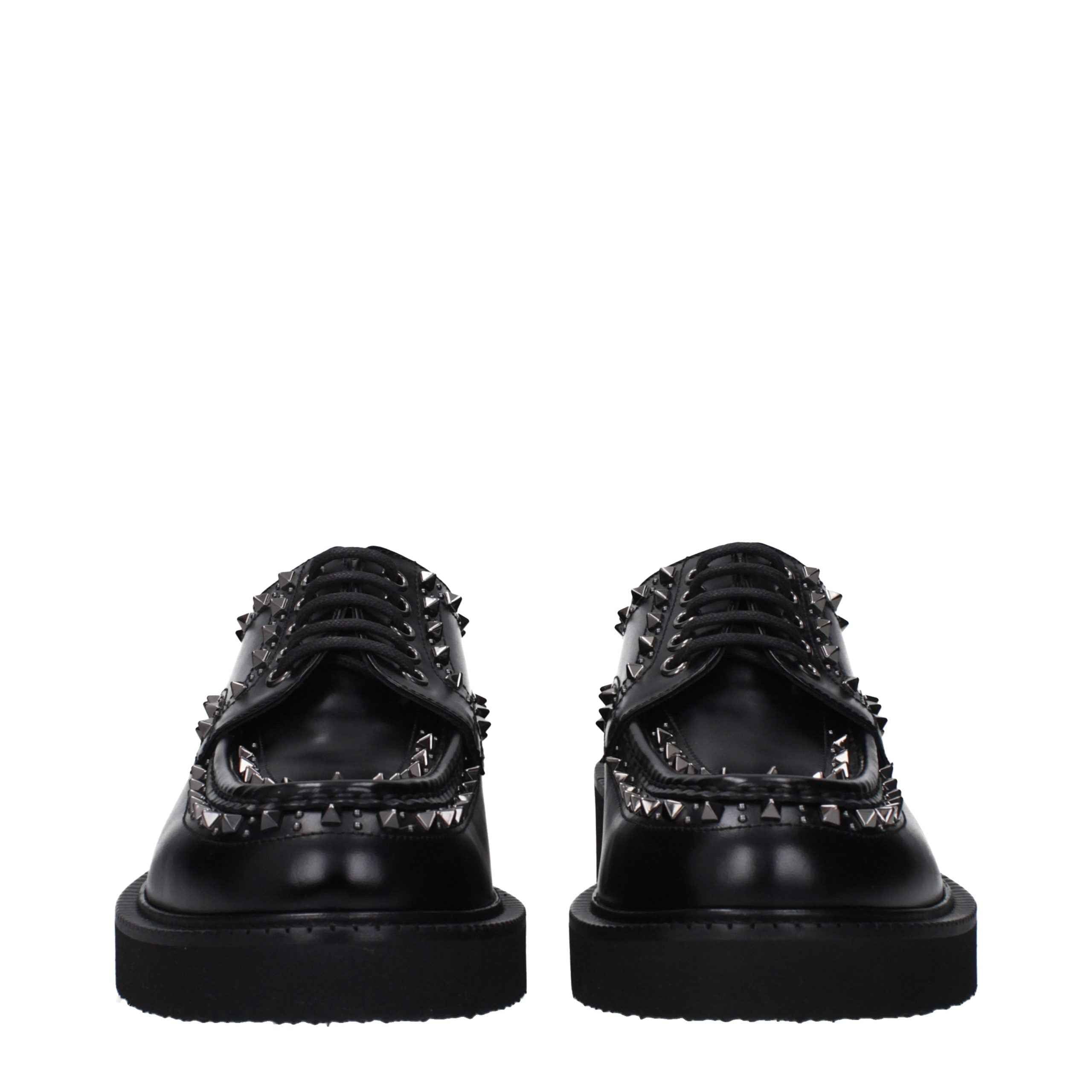 Valentino Garavani Black Leather Oxfords And Derbies