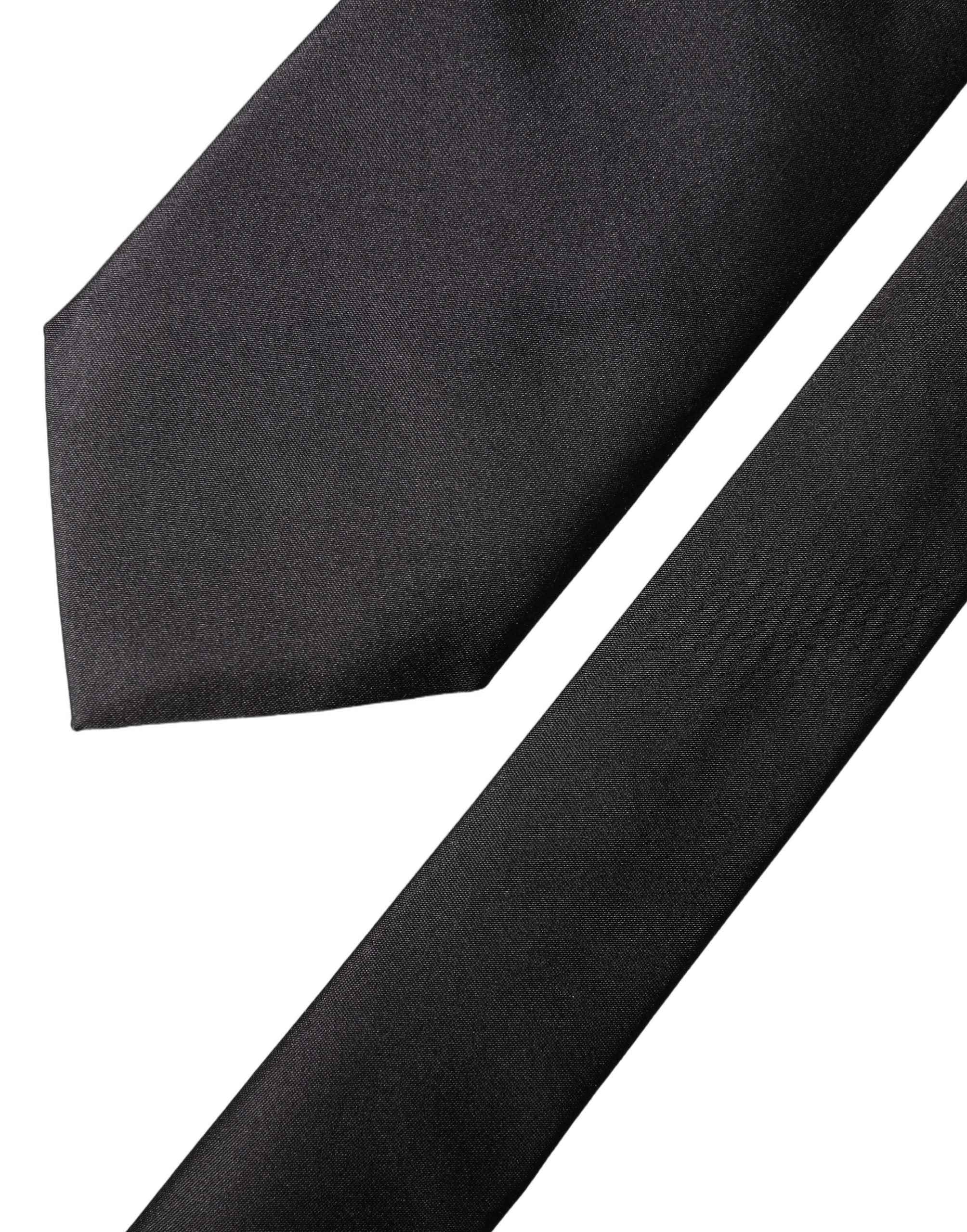 Dolce & Gabbana Black Satin 100% Silk Adjustable Women Tied Necktie Tie