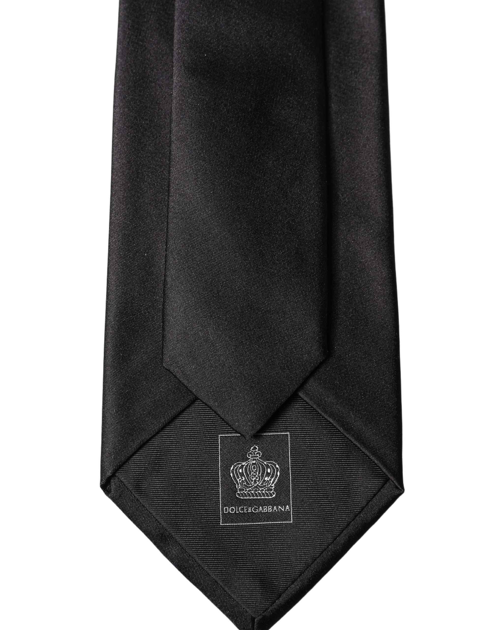 Dolce & Gabbana Black Satin 100% Silk Adjustable Women Tied Necktie Tie