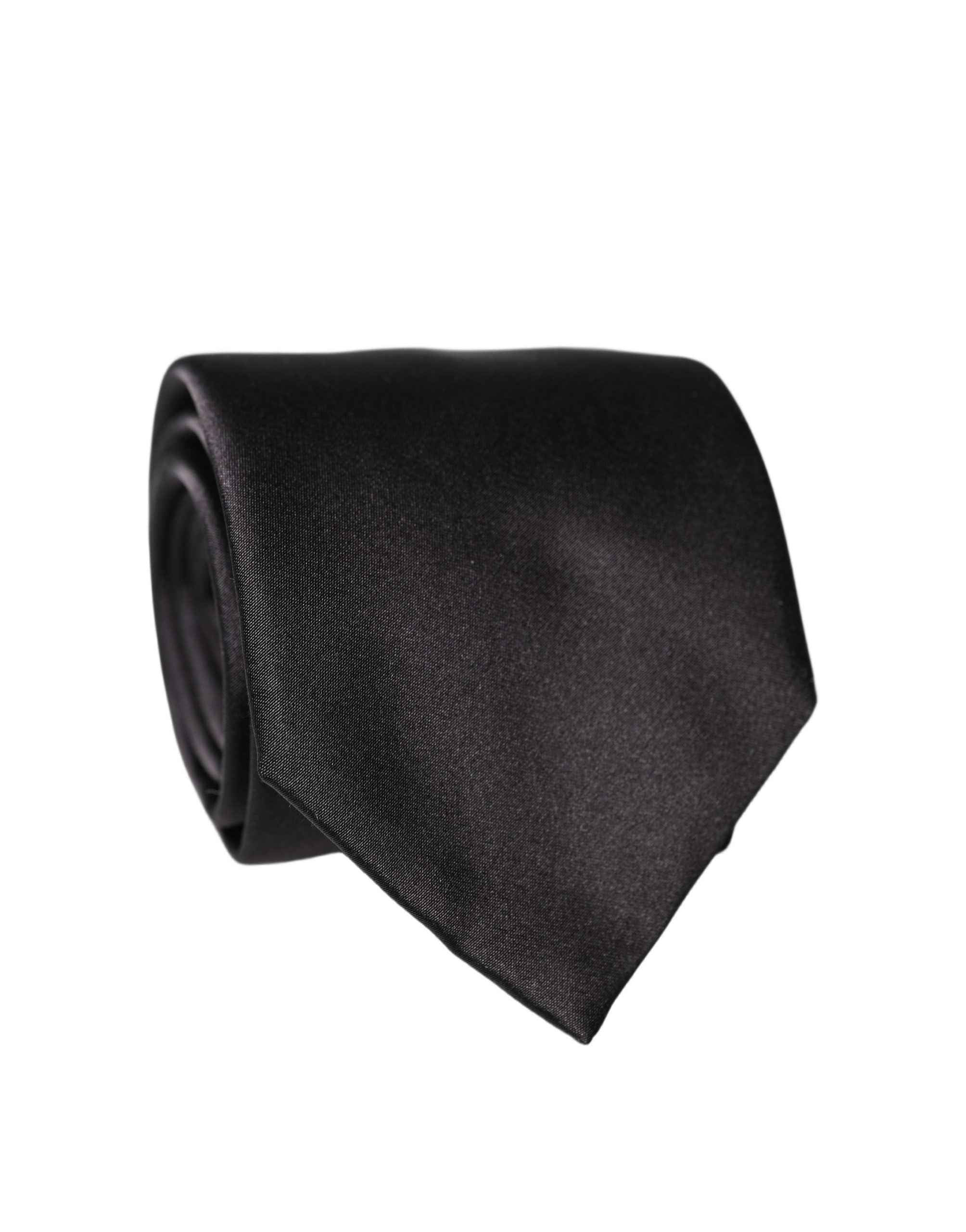 Dolce & Gabbana Black Satin 100% Silk Adjustable Women Tied Necktie Tie