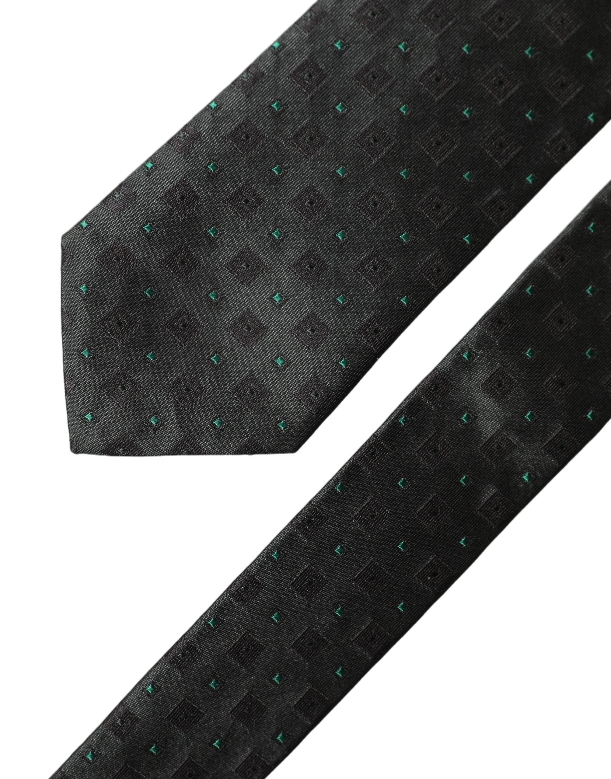 Dolce & Gabbana Black Geometric Silk Adjustable Men Tied Necktie Tie