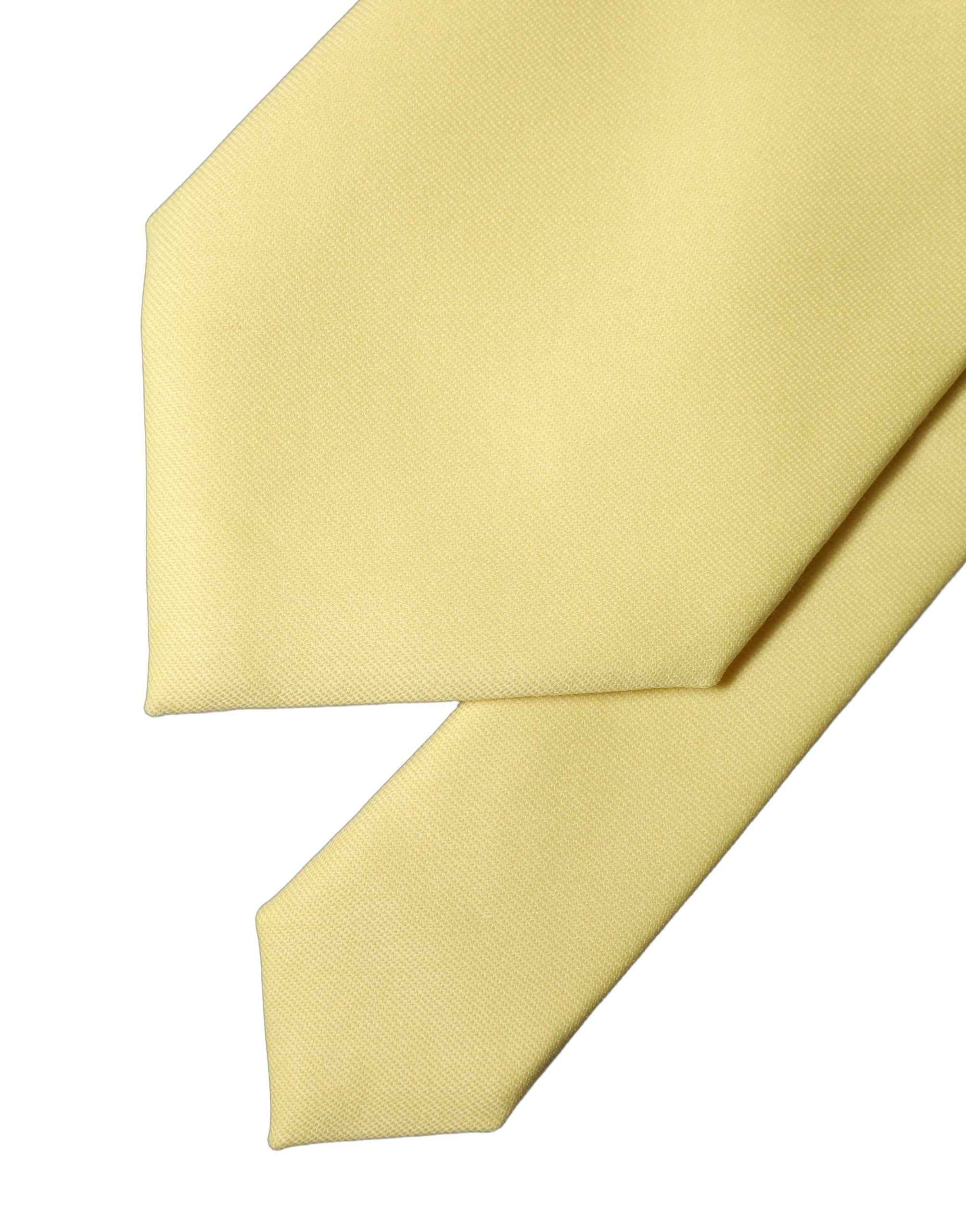 Dolce & Gabbana Yellow Solid Satin Silk Adjustable Women Tied Necktie Tie