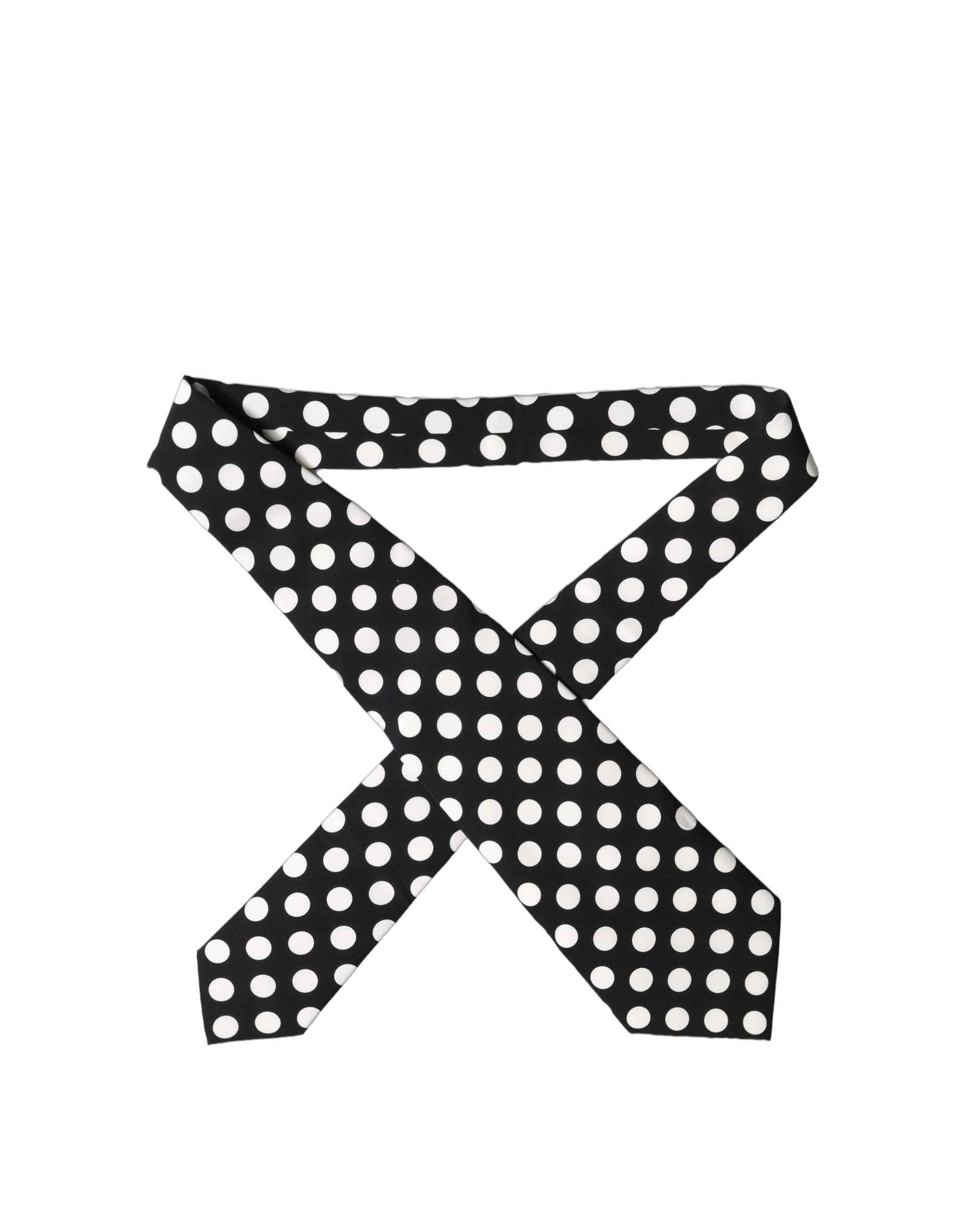 Dolce & Gabbana Black White Polka Dot Silk Adjustable Women Necktie Tie
