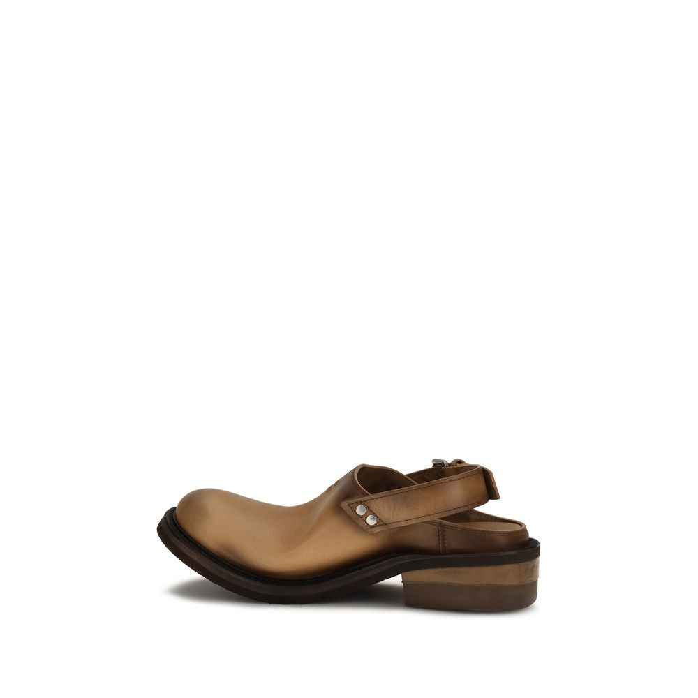 Miu Miu Brown Calf Leather Bos Taurus Mules