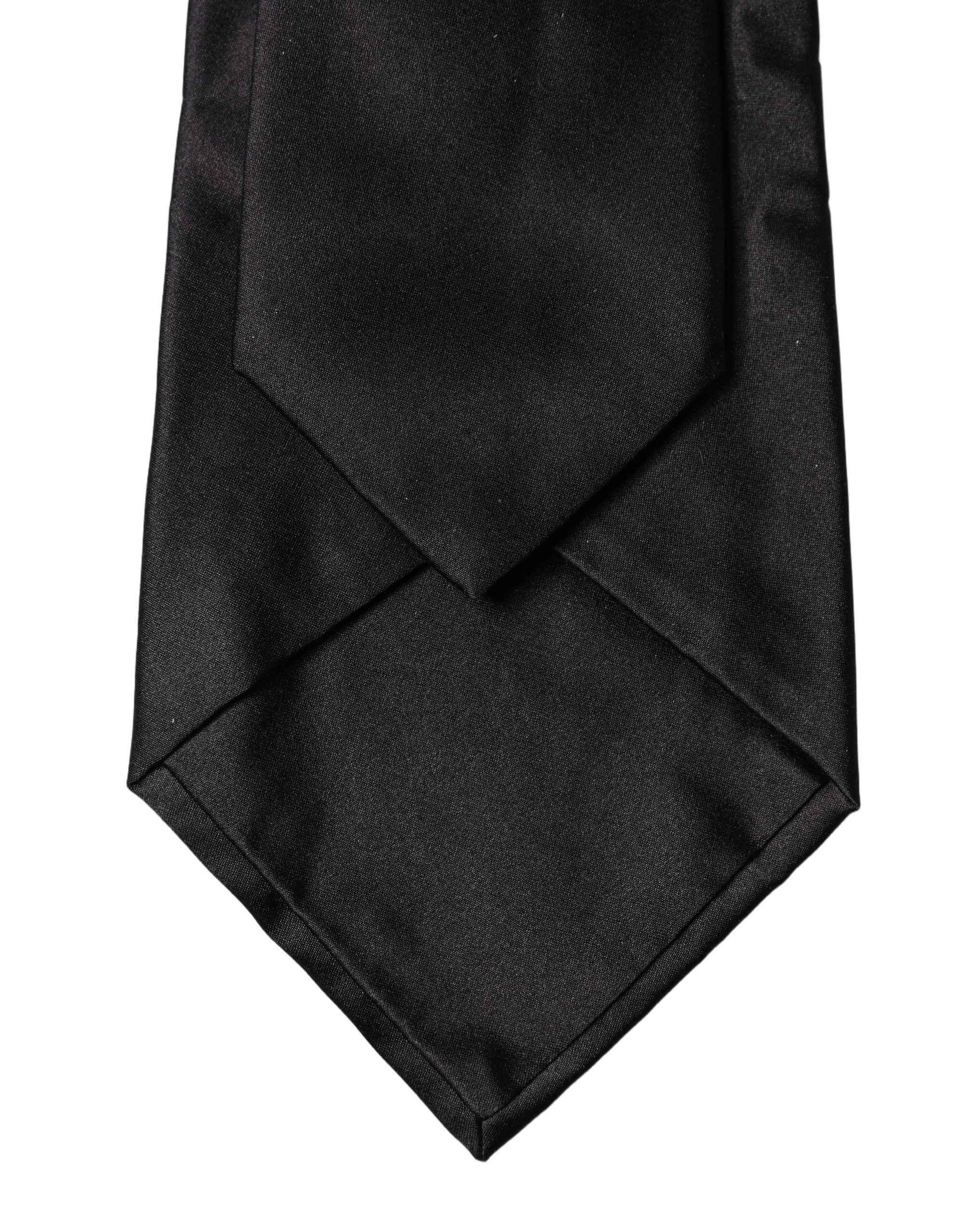 Dolce & Gabbana Black Satin Silk Blend Adjustable Women Tied Necktie Tie