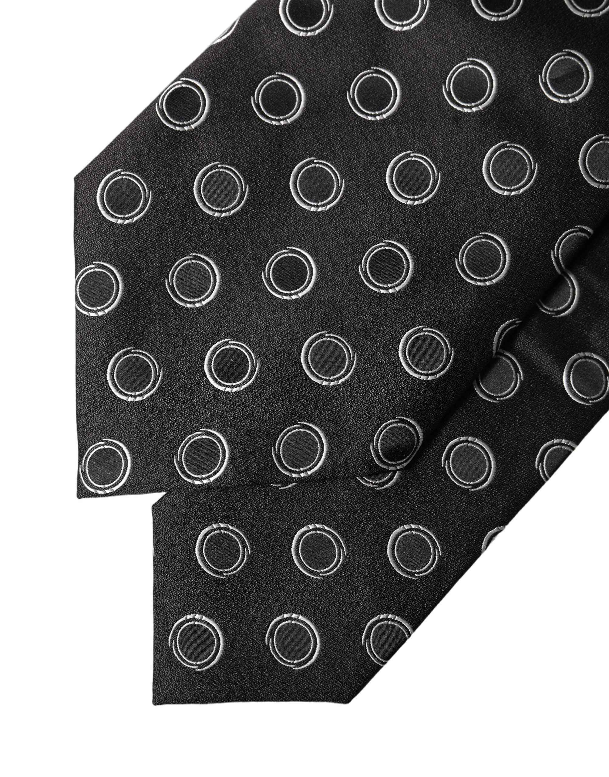 Dolce & Gabbana Black White Polka Dot Silk Adjustable Women Necktie Tie