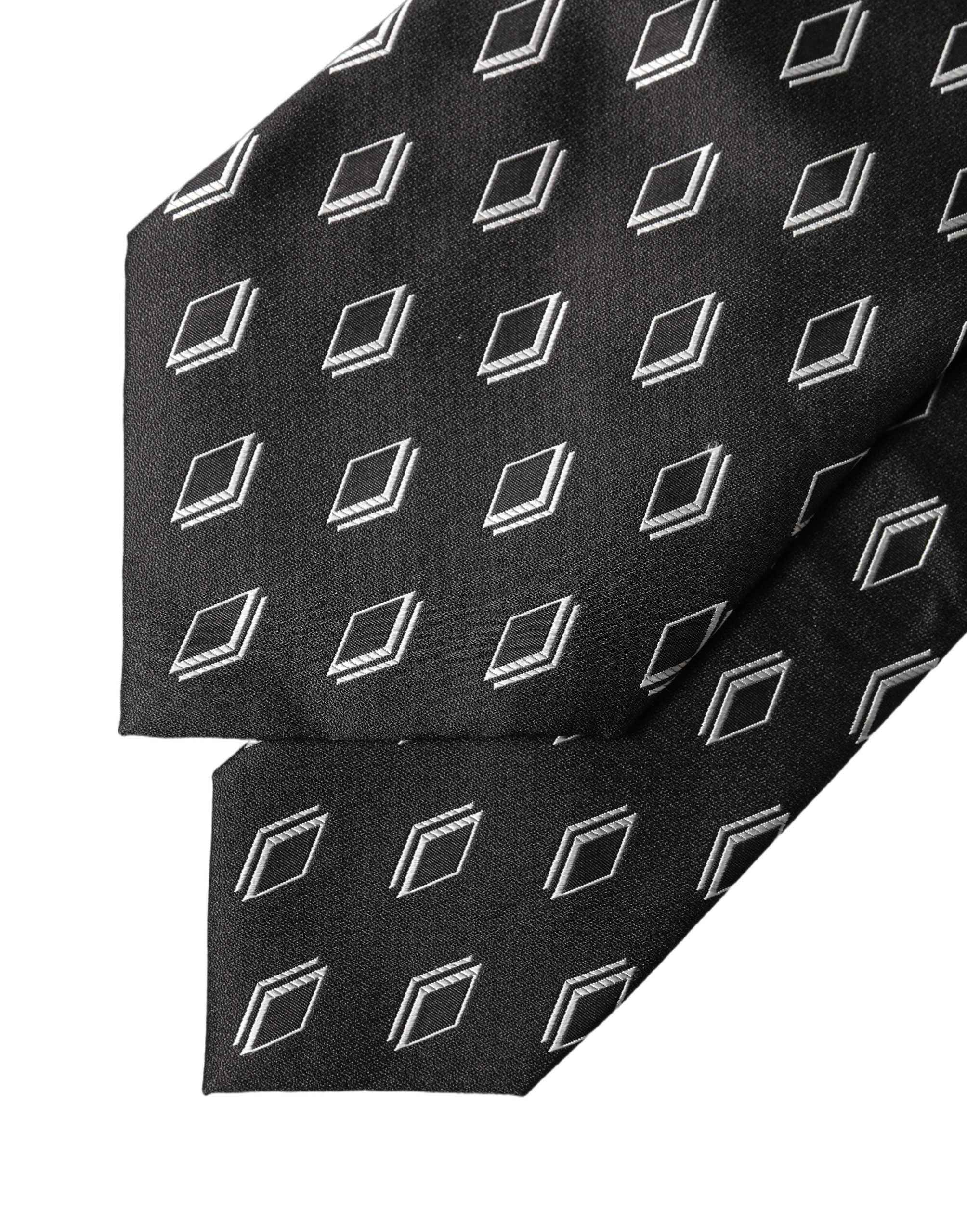 Dolce & Gabbana Black Patterned Silk Adjustable Women Tied Necktie Tie