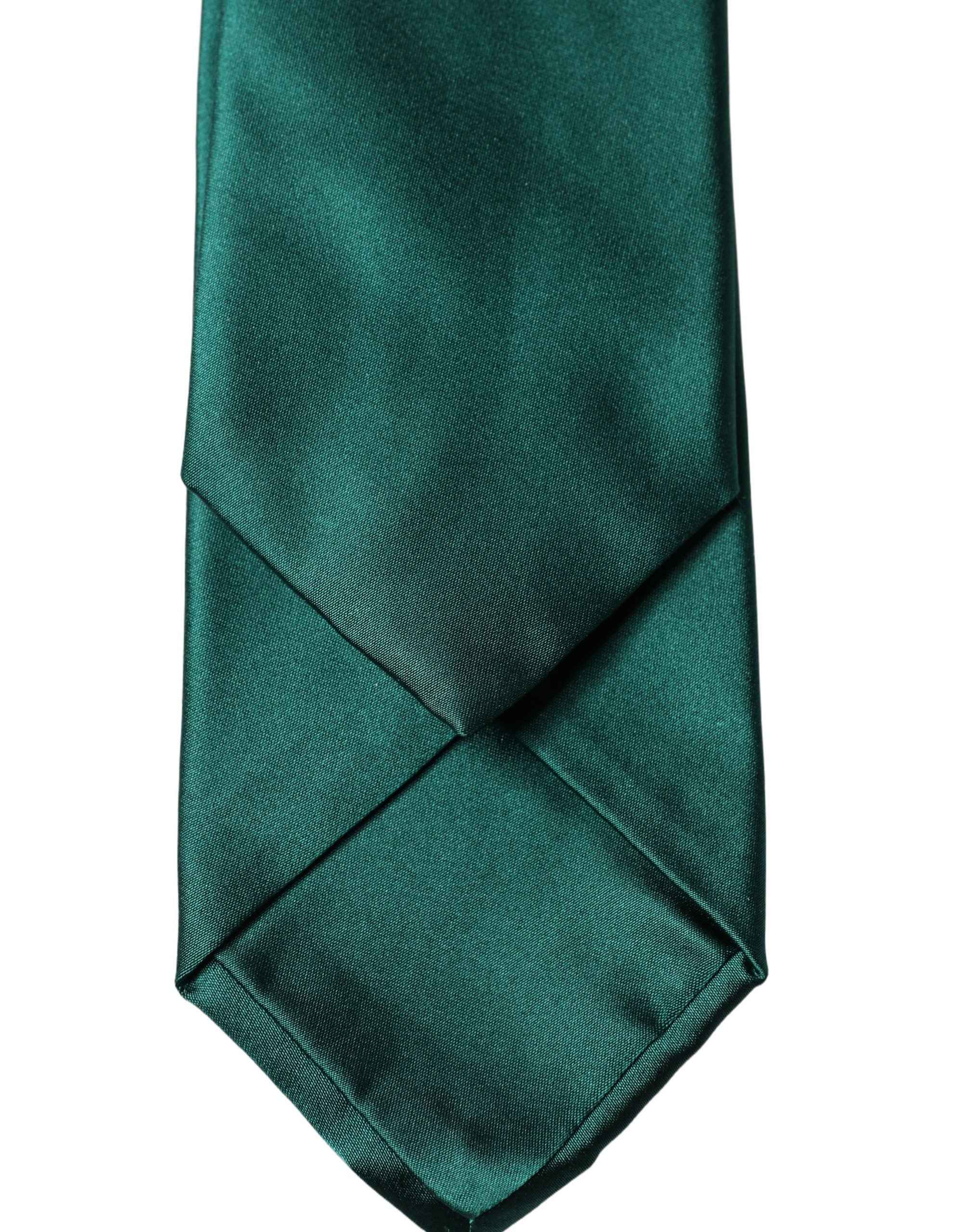 Dolce & Gabbana Dark Green Satin Silk Adjustable Women Tied Necktie Tie