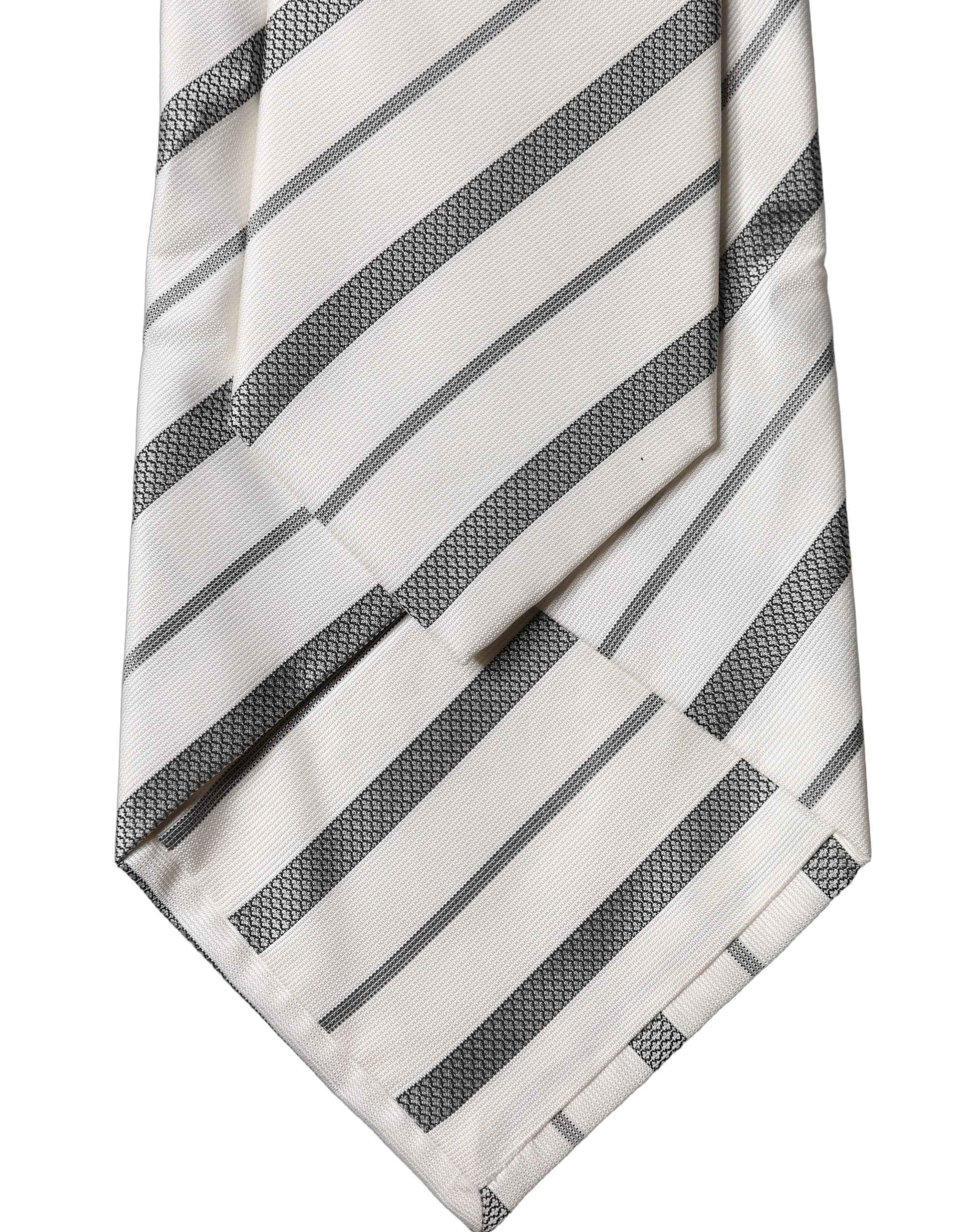 Dolce & Gabbana Black White Stripes Silk Adjustable Women Necktie Tie
