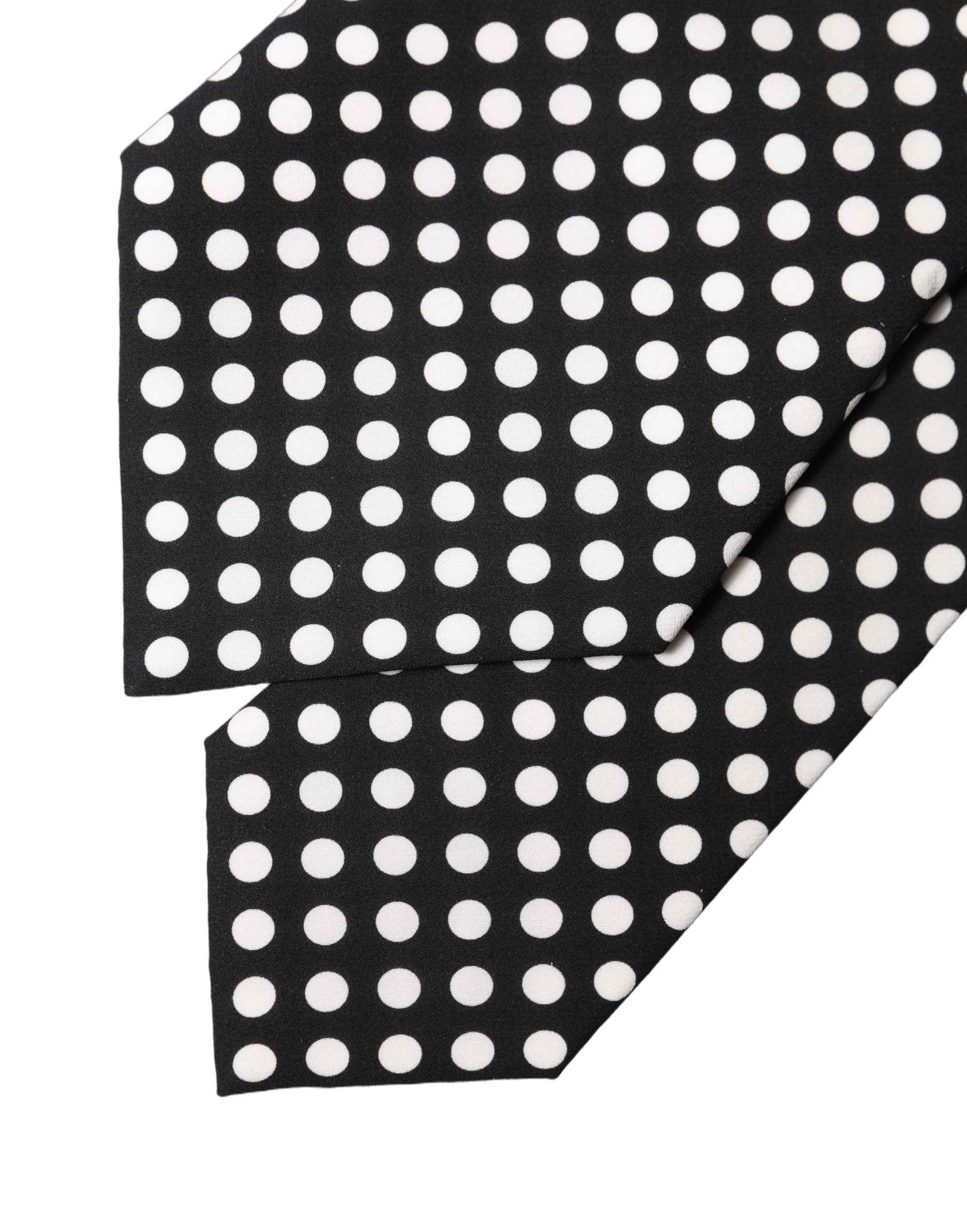 Dolce & Gabbana Black White Polka Dot Silk Adjustable Women Necktie Tie