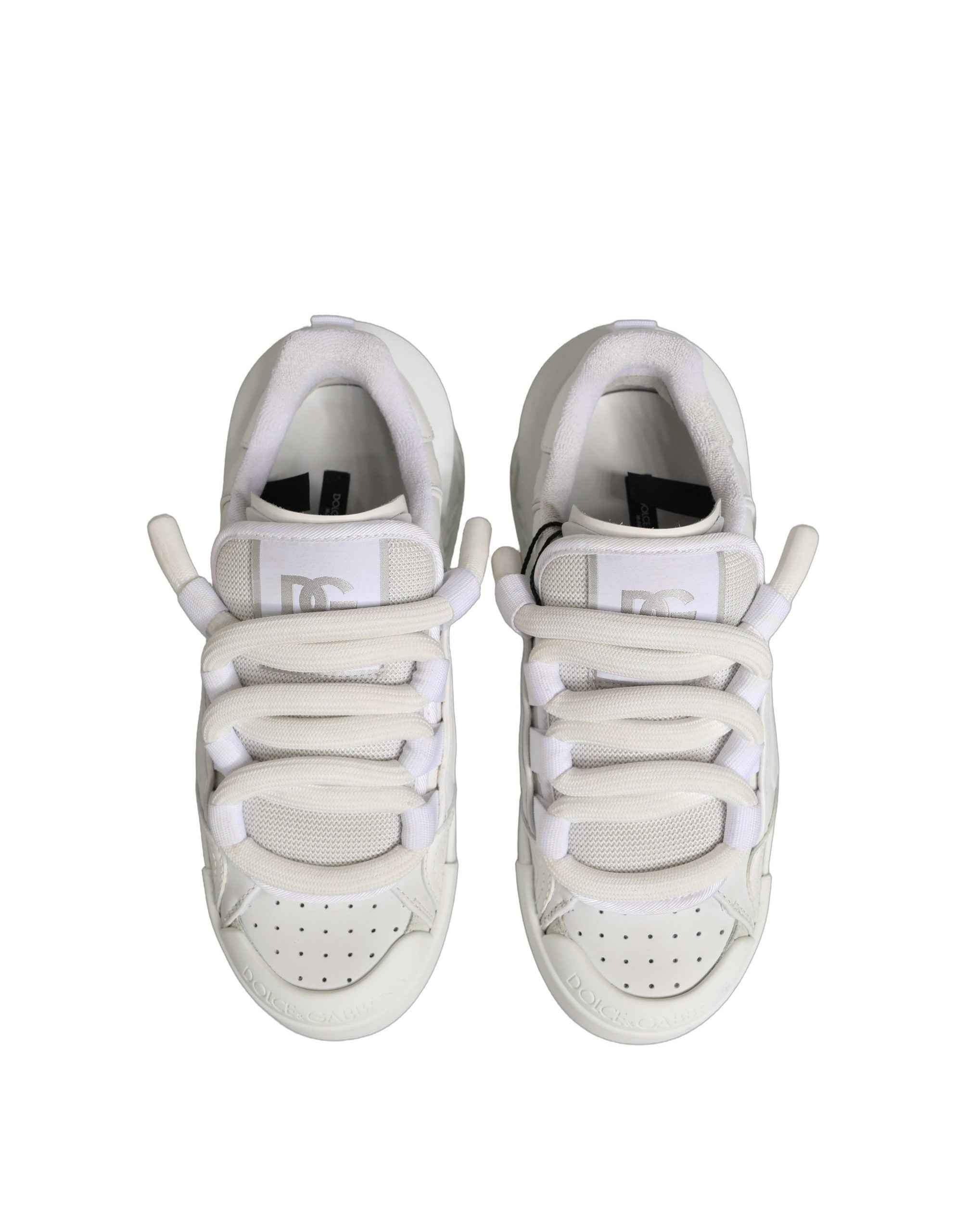Dolce & Gabbana White Calfskin Leather Low Top Sneakers Shoes