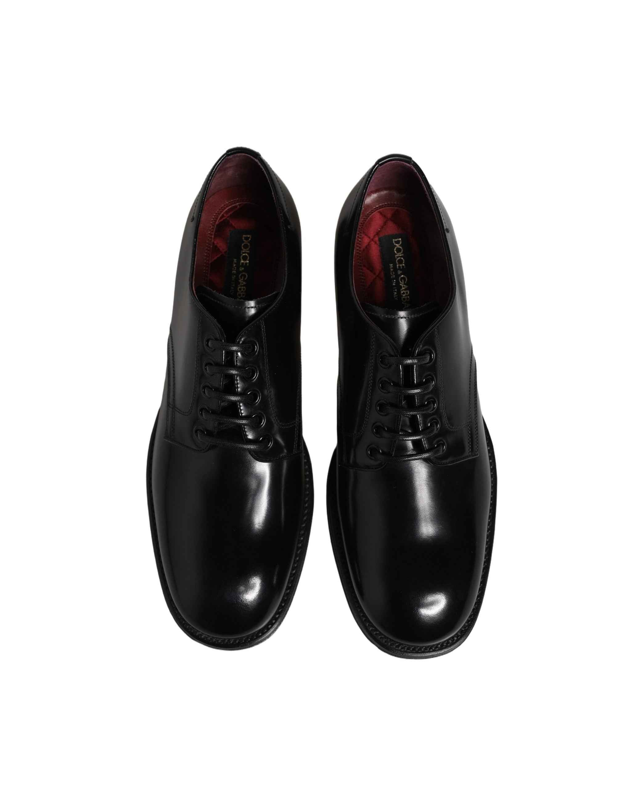 Dolce & Gabbana Black Calfskin Leather Derby Men Dress Shoes