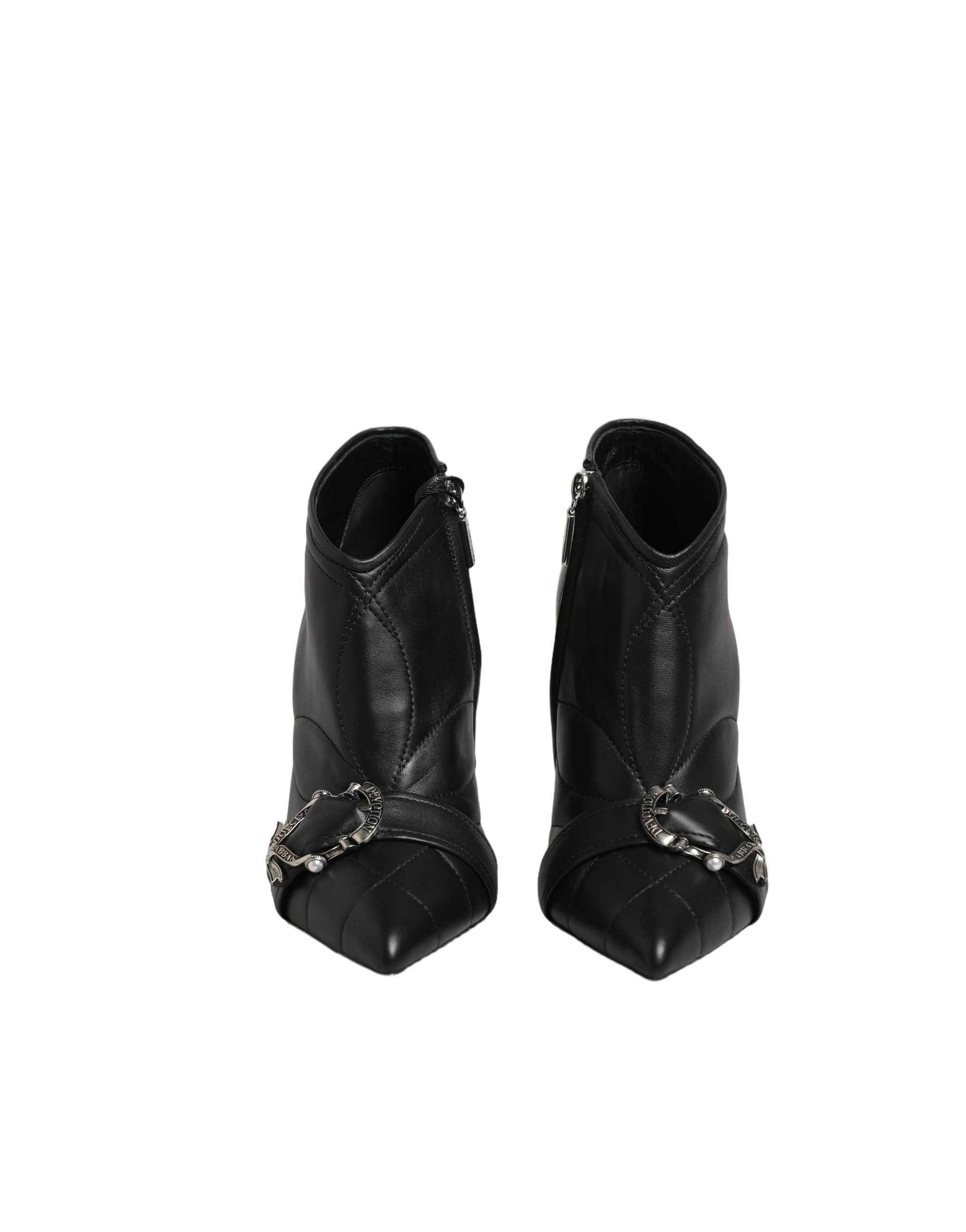 Dolce & Gabbana Black Devotion Quilted Buckled Boots Shoes