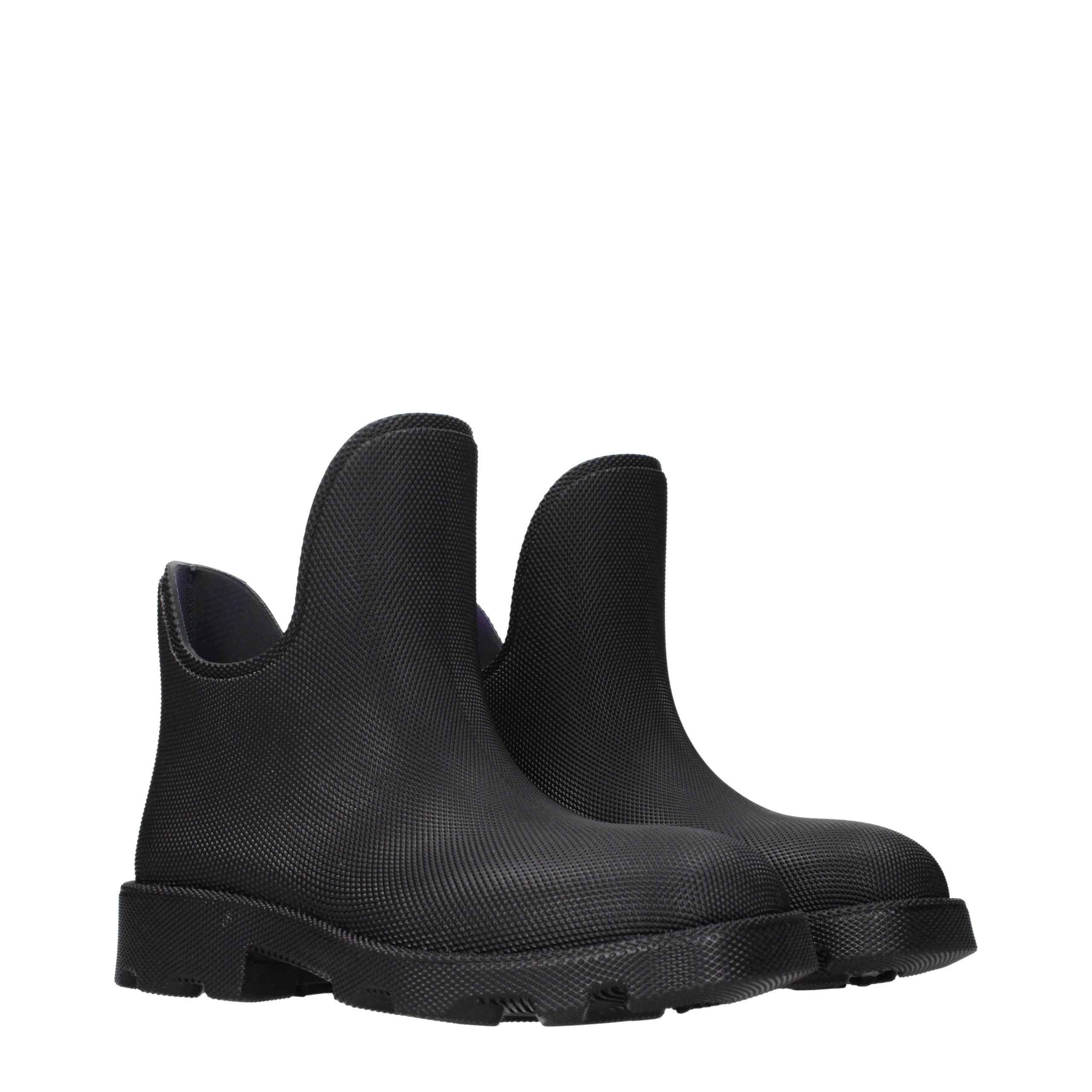 Burberry Black Cotton Ankle Boots