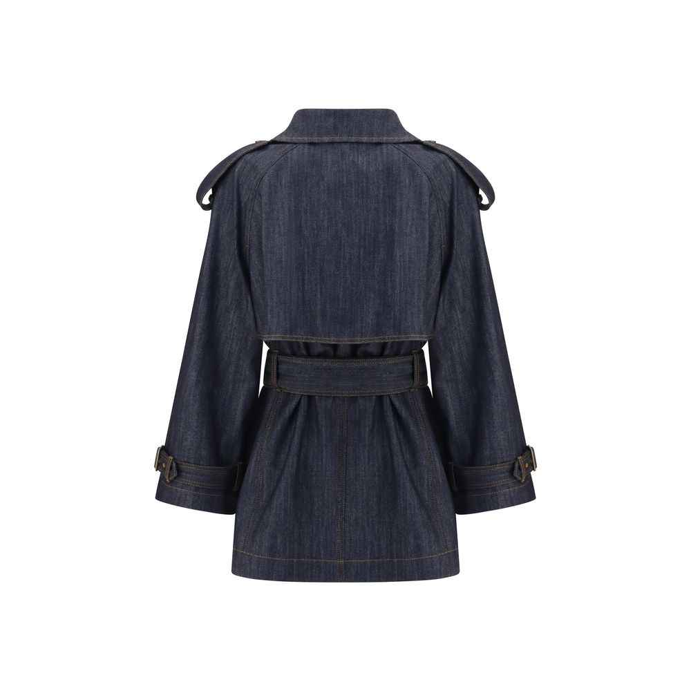 Burberry Blue Cotton Trench Coat
