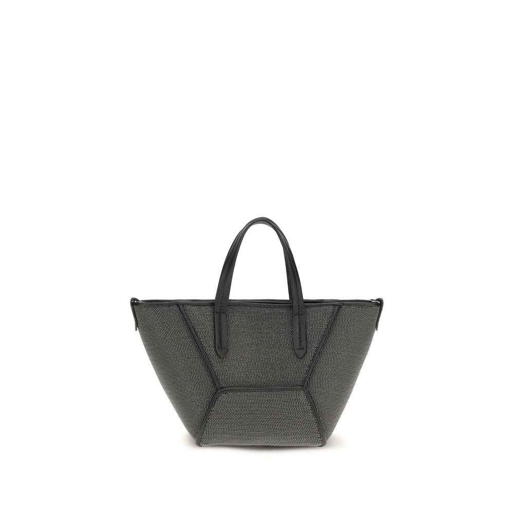 Brunello Cucinelli Black Calf Leather Bos Taurus Shoulder Bag