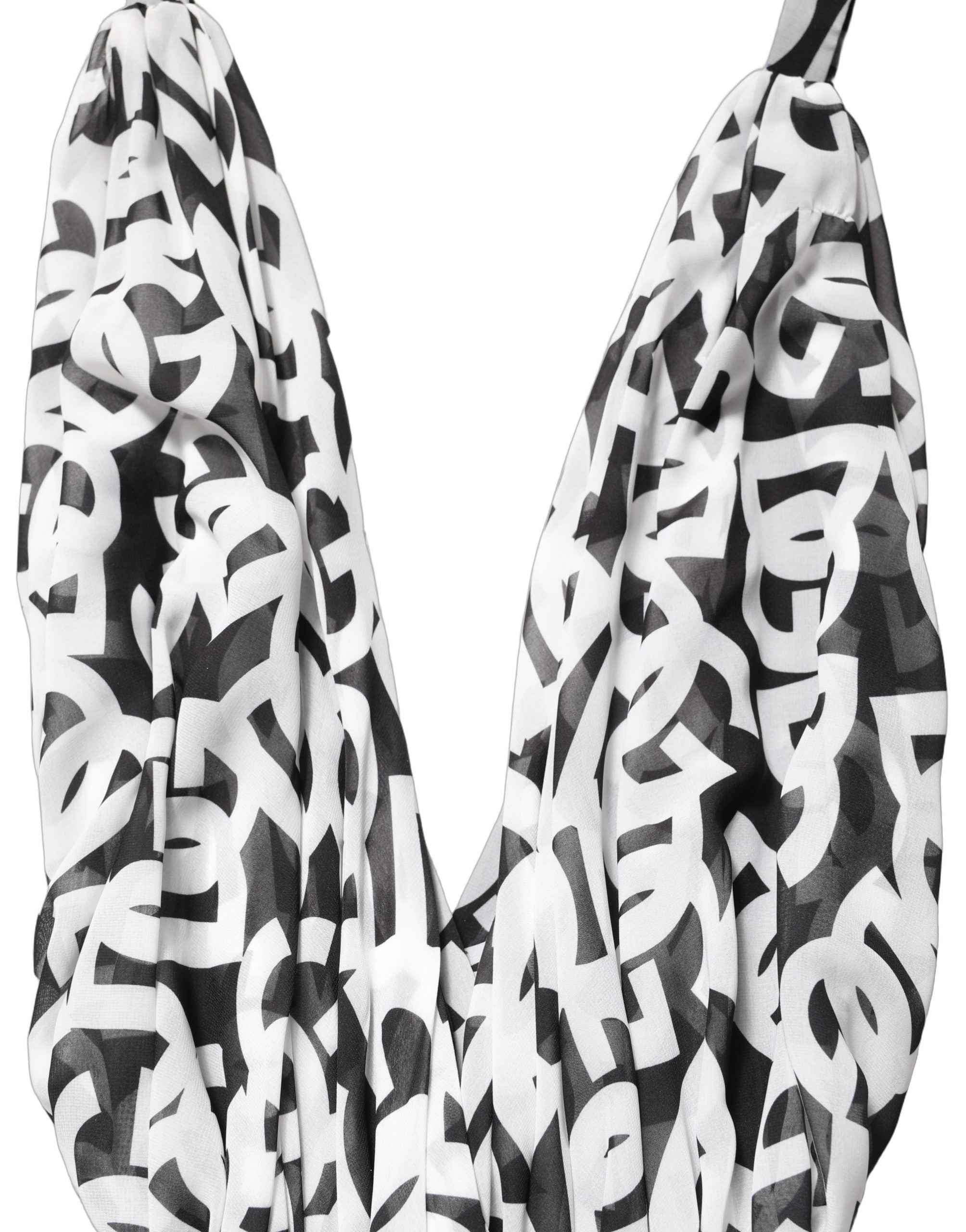 Dolce & Gabbana Black White Logo Sleeveless Floor Length Maxi Dress