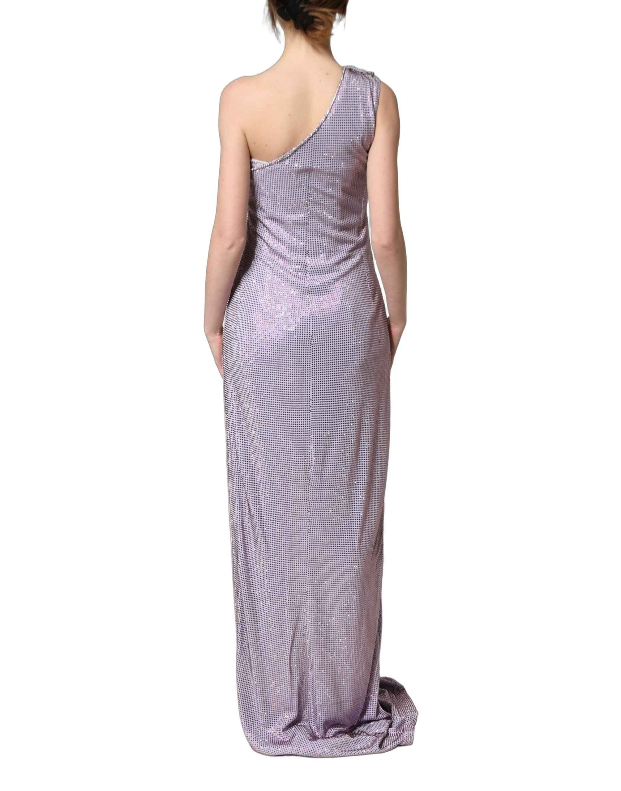 Dolce & Gabbana Purple Crystal OneShoulder EveningGown Dress